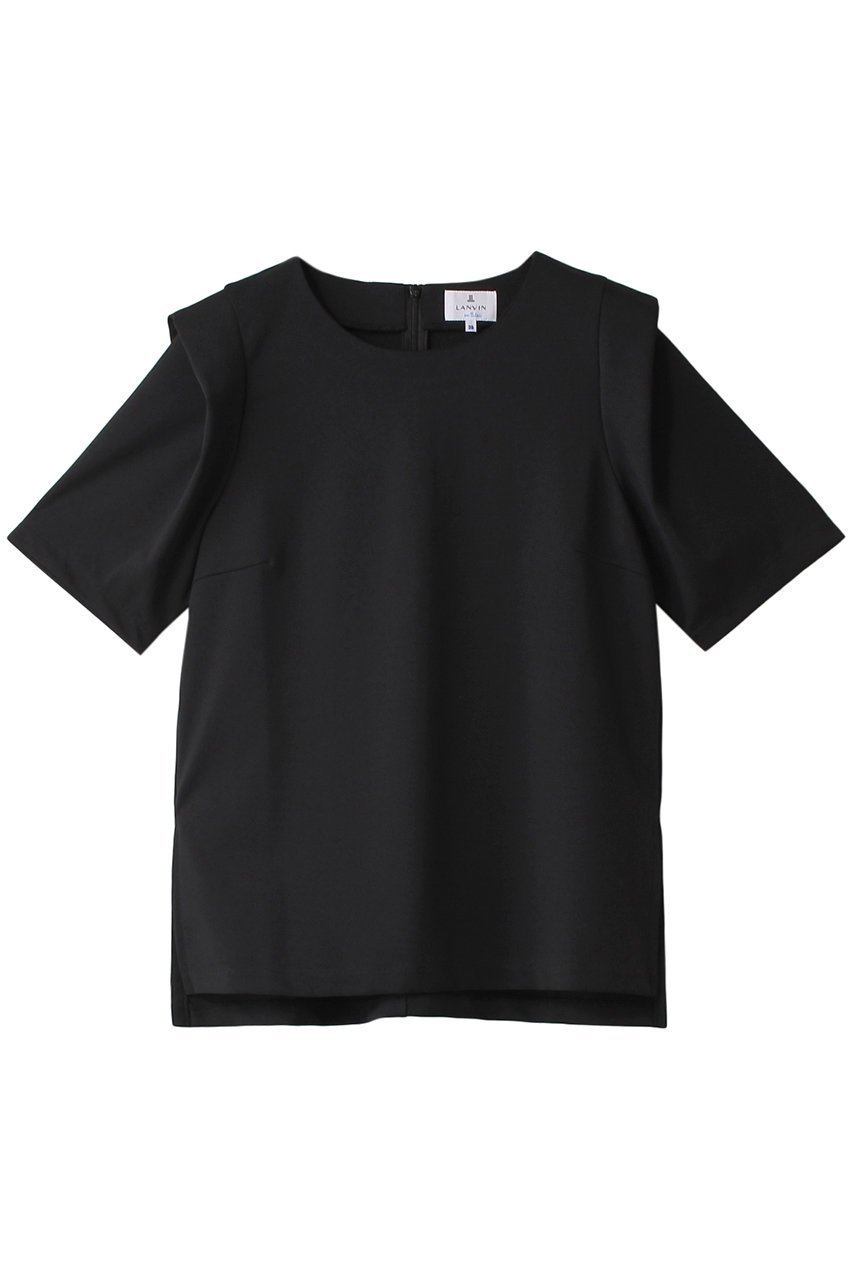 【ランバン オン ブルー/LANVIN en Bleu】のスクエアタックスリーブカットソー インテリア・キッズ・メンズ・レディースファッション・服の通販 founy(ファニー) 　ファッション　Fashion　レディースファッション　Fashion for Women　トップス・カットソー　Cut & Sew Tops　シャツ・ブラウス・オフィスカジュアル　Elegant Blouses & Button-Ups　ロングTシャツ・Tシャツ　Longline T-Shirts & Tees　カットソー・ベーシックTシャツ　Cut-and-Sewn Tops / Stretch Tees & Basics　カットソー　Cut and Sewn Top　コンパクト　Compact, Small Size　ショート　Short, Short Length　シンプル　Simple, Minimal　スクエア　Square, Square Shape　スリーブ　Sleeve, Long Sleeve / Short Sleeve　フォルム　Silhouette, Form　ブラック|ID: prp329100004608266 ipo3291000000032929779