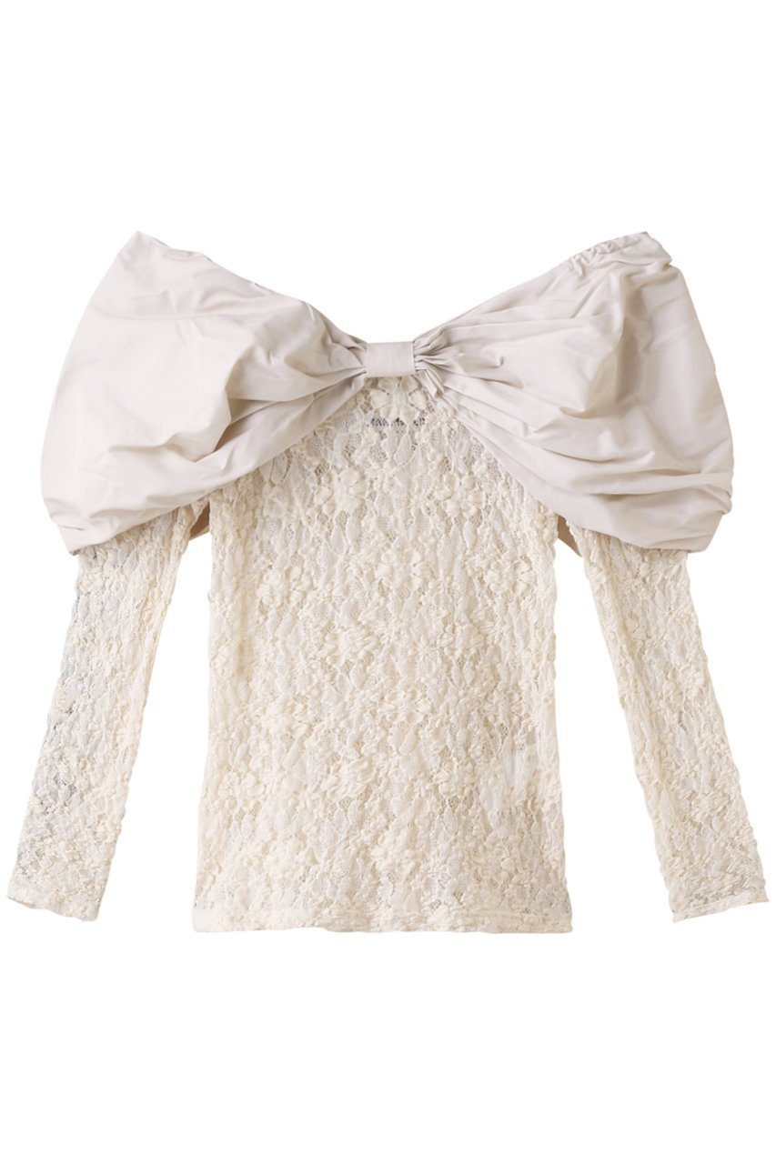 【プランク プロジェクト/PRANK PROJECT】のオフショルリボントップ / Off Shoulder Ribbon Top インテリア・キッズ・メンズ・レディースファッション・服の通販 founy(ファニー) 　ファッション　Fashion　レディースファッション　Fashion for Women　トップス・カットソー　Cut & Sew Tops　シャツ・ブラウス・オフィスカジュアル　Elegant Blouses & Button-Ups　おすすめ　Recommended / Our Picks　インナー　Innerwear　スリーブ　Sleeve, Long Sleeve / Short Sleeve　タンク　Tank Top, Sleeveless Top　デコルテ　Décolleté, Neckline　フラワー　Flower, Floral　ベロア　Velour, Soft Velvet　リボン　Ribbon, Bow　レース　Lace, Lace Fabric　ロング　Long, Long-Length　エレガント 上品　Elegant　WHT(ホワイト)|ID: prp329100004608270 ipo3291000000032930189