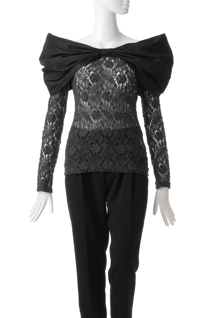 【プランク プロジェクト/PRANK PROJECT】のオフショルリボントップ / Off Shoulder Ribbon Top 人気、トレンドファッション・服の通販 founy(ファニー) 　ファッション　Fashion　レディースファッション　Fashion for Women　トップス・カットソー　Cut & Sew Tops　シャツ・ブラウス・オフィスカジュアル　Elegant Blouses & Button-Ups　おすすめ　Recommended / Our Picks　インナー　Innerwear　スリーブ　Sleeve, Long Sleeve / Short Sleeve　タンク　Tank Top, Sleeveless Top　デコルテ　Décolleté, Neckline　フラワー　Flower, Floral　ベロア　Velour, Soft Velvet　リボン　Ribbon, Bow　レース　Lace, Lace Fabric　ロング　Long, Long-Length　エレガント 上品　Elegant　other-2|ID: prp329100004608270 ipo3291000000032930210