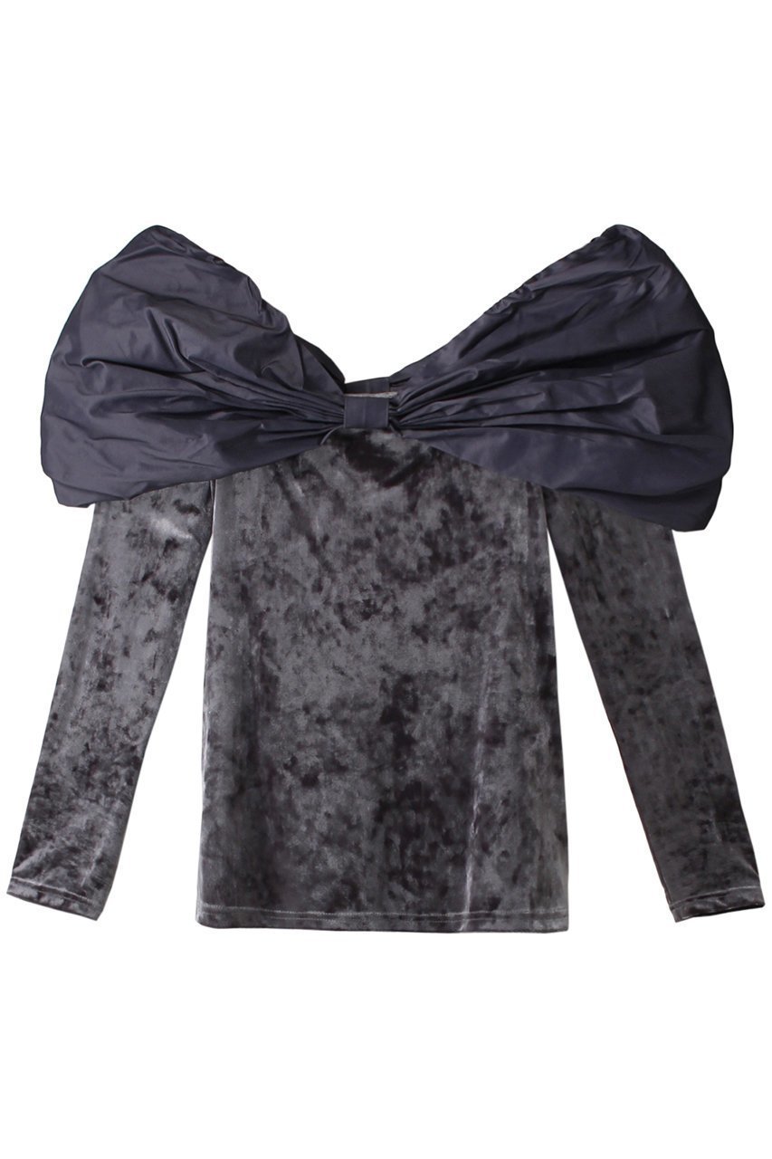 【プランク プロジェクト/PRANK PROJECT】のオフショルリボントップ / Off Shoulder Ribbon Top インテリア・キッズ・メンズ・レディースファッション・服の通販 founy(ファニー) 　ファッション　Fashion　レディースファッション　Fashion for Women　トップス・カットソー　Cut & Sew Tops　シャツ・ブラウス・オフィスカジュアル　Elegant Blouses & Button-Ups　おすすめ　Recommended / Our Picks　インナー　Innerwear　スリーブ　Sleeve, Long Sleeve / Short Sleeve　タンク　Tank Top, Sleeveless Top　デコルテ　Décolleté, Neckline　フラワー　Flower, Floral　ベロア　Velour, Soft Velvet　リボン　Ribbon, Bow　レース　Lace, Lace Fabric　ロング　Long, Long-Length　エレガント 上品　Elegant　SLV(シルバー)|ID: prp329100004608270 ipo3291000000035837856