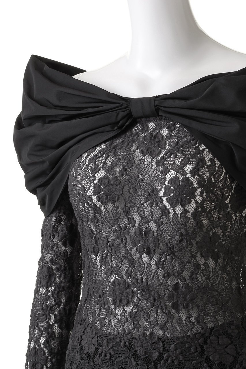 【プランク プロジェクト/PRANK PROJECT】のオフショルリボントップ / Off Shoulder Ribbon Top 人気、トレンドファッション・服の通販 founy(ファニー) 　ファッション　Fashion　レディースファッション　Fashion for Women　トップス・カットソー　Cut & Sew Tops　シャツ・ブラウス・オフィスカジュアル　Elegant Blouses & Button-Ups　おすすめ　Recommended / Our Picks　インナー　Innerwear　スリーブ　Sleeve, Long Sleeve / Short Sleeve　タンク　Tank Top, Sleeveless Top　デコルテ　Décolleté, Neckline　フラワー　Flower, Floral　ベロア　Velour, Soft Velvet　リボン　Ribbon, Bow　レース　Lace, Lace Fabric　ロング　Long, Long-Length　エレガント 上品　Elegant　other-5|ID: prp329100004608270 ipo3291000000035837869