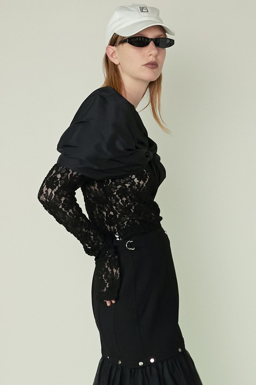 【プランク プロジェクト/PRANK PROJECT】のオフショルリボントップ / Off Shoulder Ribbon Top 人気、トレンドファッション・服の通販 founy(ファニー) 　ファッション　Fashion　レディースファッション　Fashion for Women　トップス・カットソー　Cut & Sew Tops　シャツ・ブラウス・オフィスカジュアル　Elegant Blouses & Button-Ups　おすすめ　Recommended / Our Picks　インナー　Innerwear　スリーブ　Sleeve, Long Sleeve / Short Sleeve　タンク　Tank Top, Sleeveless Top　デコルテ　Décolleté, Neckline　フラワー　Flower, Floral　ベロア　Velour, Soft Velvet　リボン　Ribbon, Bow　レース　Lace, Lace Fabric　ロング　Long, Long-Length　エレガント 上品　Elegant　other-8|ID: prp329100004608270 ipo3291000000035837874