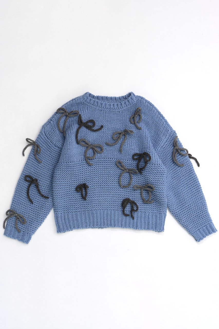 【メゾンスペシャル/MAISON SPECIAL】のRandom Ribbon Knit Tops/ランダムリボンニットトップス インテリア・キッズ・メンズ・レディースファッション・服の通販 founy(ファニー) 　ファッション　Fashion　レディースファッション　Fashion for Women　トップス・カットソー　Cut & Sew Tops　ニット　Knit Tops & Sweaters　カジュアルプルオーバー・ニットトップス　Pullovers & Knit Tops / Casual Pullovers　おすすめ　Recommended / Our Picks　ガーリー　Girly, Feminine Style　トレンド　Trend, Trending Now　フリル　Frill, Ruffle　リボン　Ribbon, Bow　A/W・秋冬　Autumn/Winter　BLU(ブルー)|ID: prp329100004608275 ipo3291000000032930489