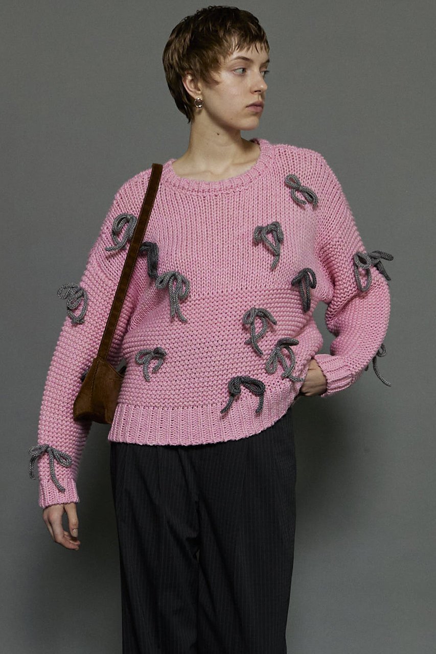 【メゾンスペシャル/MAISON SPECIAL】のRandom Ribbon Knit Tops/ランダムリボンニットトップス 人気、トレンドファッション・服の通販 founy(ファニー) 　ファッション　Fashion　レディースファッション　Fashion for Women　トップス・カットソー　Cut & Sew Tops　ニット　Knit Tops & Sweaters　カジュアルプルオーバー・ニットトップス　Pullovers & Knit Tops / Casual Pullovers　おすすめ　Recommended / Our Picks　ガーリー　Girly, Feminine Style　トレンド　Trend, Trending Now　フリル　Frill, Ruffle　リボン　Ribbon, Bow　A/W・秋冬　Autumn/Winter　other-7|ID: prp329100004608275 ipo3291000000032930554