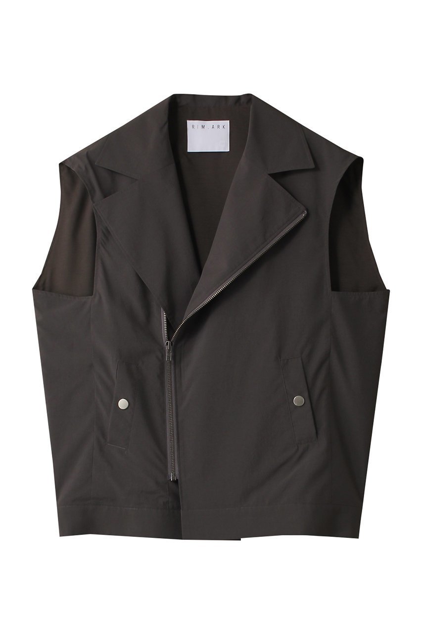 【リムアーク/RIM.ARK】のOver sized riders vest/ベスト インテリア・キッズ・メンズ・レディースファッション・服の通販 founy(ファニー) 　ファッション　Fashion　レディースファッション　Fashion for Women　アウター　Coat / Outerwear Collection　レディースジャケット・軽アウター　Jackets　ライダースジャケット / レザースタイル　Riders Jackets & Biker Style　ジャケット　Jacket, Outerwear　タイプライター　Typewriter Fabric, Crisp Cotton　ベスト　Vest, Waistcoat　ライダース　Riders　ライダースジャケット　Riders, Biker Jacket　グレー|ID: prp329100004608278 ipo3291000000032930698