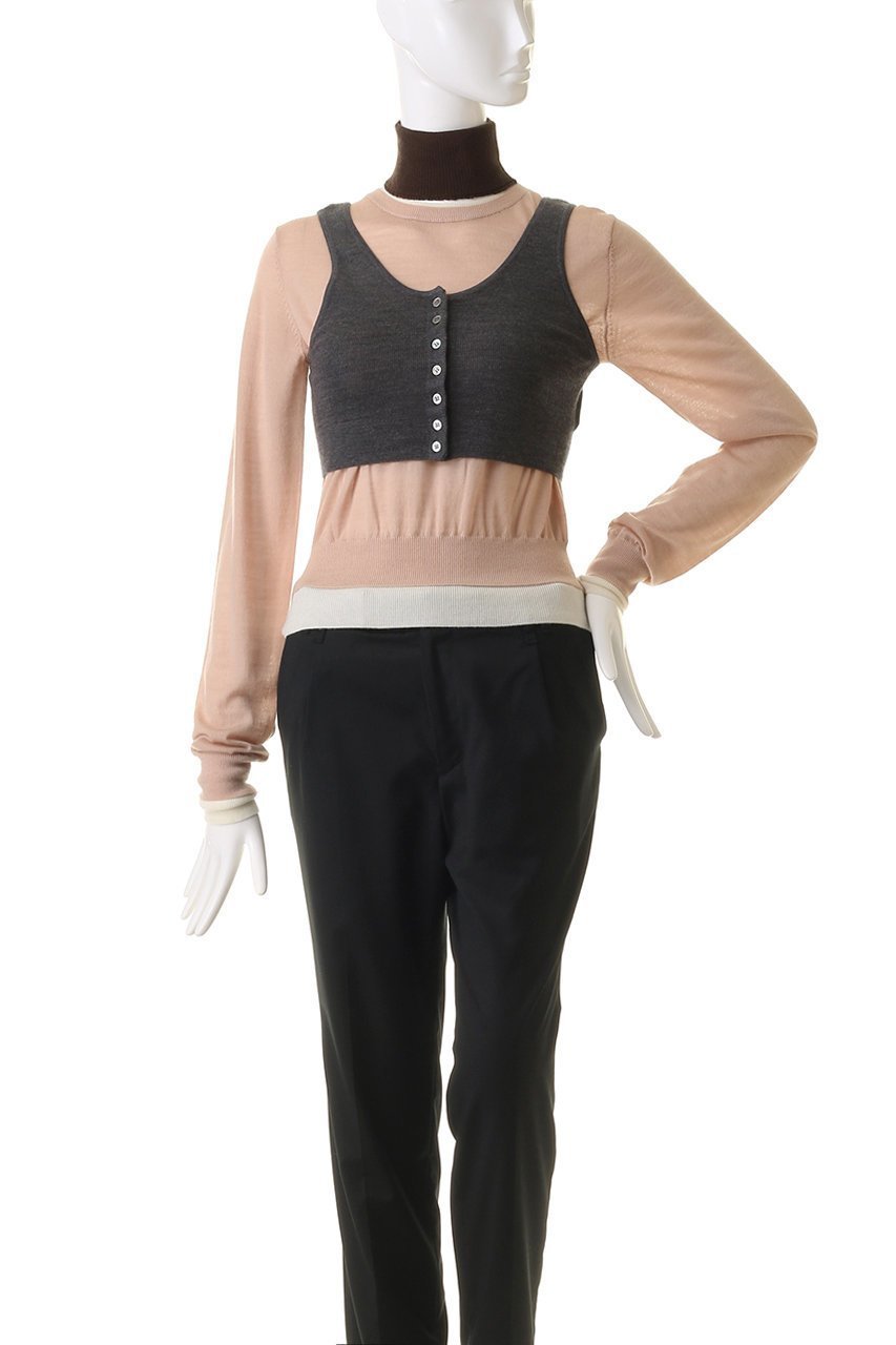 【プランク プロジェクト/PRANK PROJECT】のレイヤードカラーブロックニット / Layered Color Block Knit 人気、トレンドファッション・服の通販 founy(ファニー) 　ファッション　Fashion　レディースファッション　Fashion for Women　トップス・カットソー　Cut & Sew Tops　ニット　Knit Tops & Sweaters　カジュアルプルオーバー・ニットトップス　Pullovers & Knit Tops / Casual Pullovers　タンク　Tank Top, Sleeveless Top　トレンド　Trend, Trending Now　ベスト　Vest, Waistcoat　長袖　Long Sleeve, Full Sleeve　other-2|ID: prp329100004608284 ipo3291000000034422858