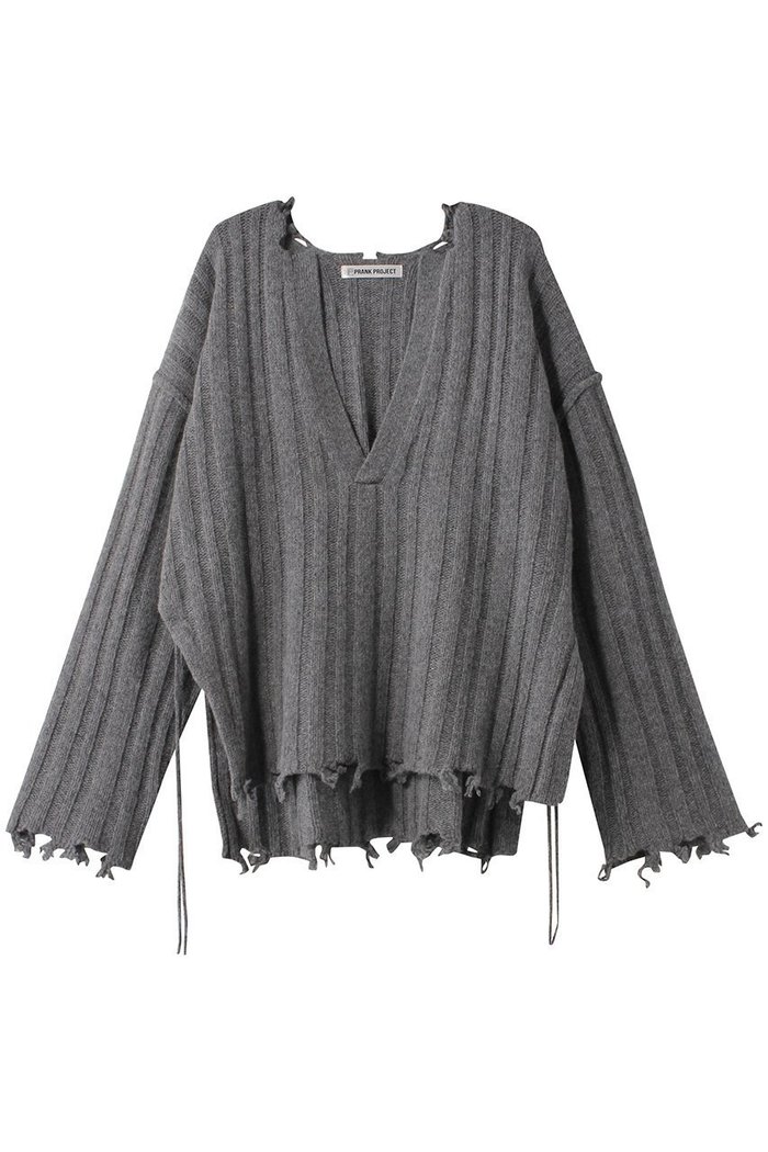 【プランク プロジェクト/PRANK PROJECT】のブランジネックニット / Plunge Neck Knit インテリア・キッズ・メンズ・レディースファッション・服の通販 founy(ファニー) https://founy.com/ ファッション Fashion レディースファッション Fashion for Women トップス・カットソー Cut & Sew Tops ニット Knit Tops & Sweaters カジュアルプルオーバー・ニットトップス Pullovers & Knit Tops / Casual Pullovers おすすめ Recommended / Our Picks アシンメトリー Asymmetrical Style インナー Innerwear スリット Slit, Slit Detail ダメージ Distressed, Destroyed |ID: prp329100004608286 ipo3291000000034980611