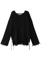 【プランク プロジェクト/PRANK PROJECT】のブランジネックニット / Plunge Neck Knit 人気、トレンドファッション・服の通販 founy(ファニー) ファッション Fashion レディースファッション Fashion for Women トップス・カットソー Cut & Sew Tops ニット Knit Tops & Sweaters カジュアルプルオーバー・ニットトップス Pullovers & Knit Tops / Casual Pullovers おすすめ Recommended / Our Picks アシンメトリー Asymmetrical Style インナー Innerwear スリット Slit, Slit Detail ダメージ Distressed, Destroyed thumbnail BLK(ブラック)|ID: prp329100004608286 ipo3291000000034980613