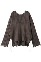 【プランク プロジェクト/PRANK PROJECT】のブランジネックニット / Plunge Neck Knit 人気、トレンドファッション・服の通販 founy(ファニー) ファッション Fashion レディースファッション Fashion for Women トップス・カットソー Cut & Sew Tops ニット Knit Tops & Sweaters カジュアルプルオーバー・ニットトップス Pullovers & Knit Tops / Casual Pullovers おすすめ Recommended / Our Picks アシンメトリー Asymmetrical Style インナー Innerwear スリット Slit, Slit Detail ダメージ Distressed, Destroyed thumbnail BRN(ブラウン)|ID: prp329100004608286 ipo3291000000034980615