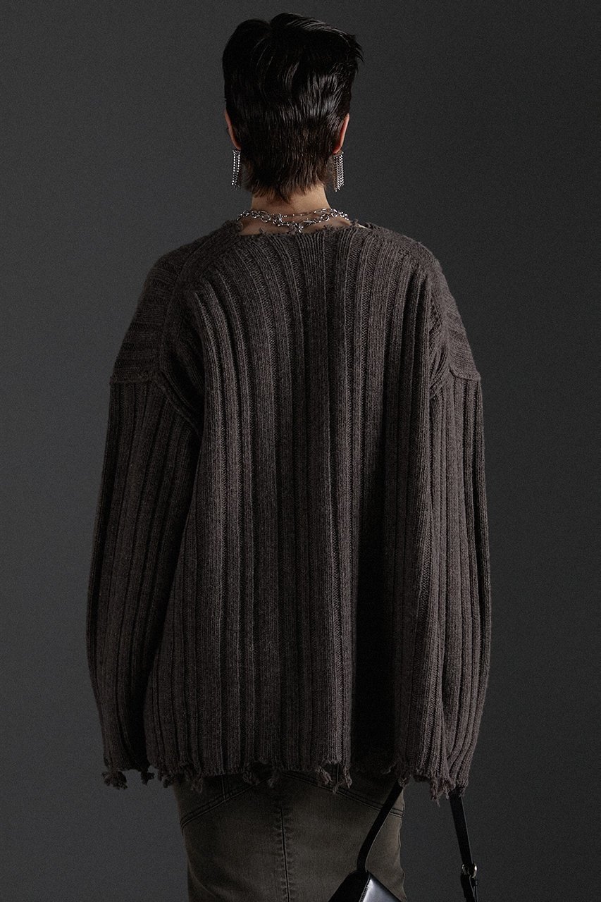 【プランク プロジェクト/PRANK PROJECT】のブランジネックニット / Plunge Neck Knit 人気、トレンドファッション・服の通販 founy(ファニー) 　ファッション　Fashion　レディースファッション　Fashion for Women　トップス・カットソー　Cut & Sew Tops　ニット　Knit Tops & Sweaters　カジュアルプルオーバー・ニットトップス　Pullovers & Knit Tops / Casual Pullovers　おすすめ　Recommended / Our Picks　アシンメトリー　Asymmetrical Style　インナー　Innerwear　スリット　Slit, Slit Detail　ダメージ　Distressed, Destroyed　other-8|ID: prp329100004608286 ipo3291000000034980622