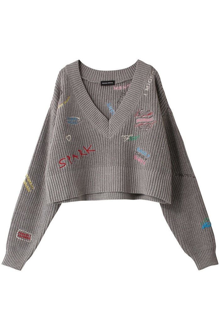 【メゾンスペシャル/MAISON SPECIAL】のV-neck Embroidery Knitwear/Vネックエンブロイダリーニット インテリア・キッズ・メンズ・レディースファッション・服の通販 founy(ファニー) https://founy.com/ ファッション Fashion レディースファッション Fashion for Women トップス・カットソー Cut & Sew Tops ニット Knit Tops & Sweaters カジュアルプルオーバー・ニットトップス Pullovers & Knit Tops / Casual Pullovers Vネックトップス V-Neck Tops / V-Cut Neckline Shirts おすすめ Recommended / Our Picks グラフィック Graphic, Graphic Design |ID: prp329100004608287 ipo3291000000032931433