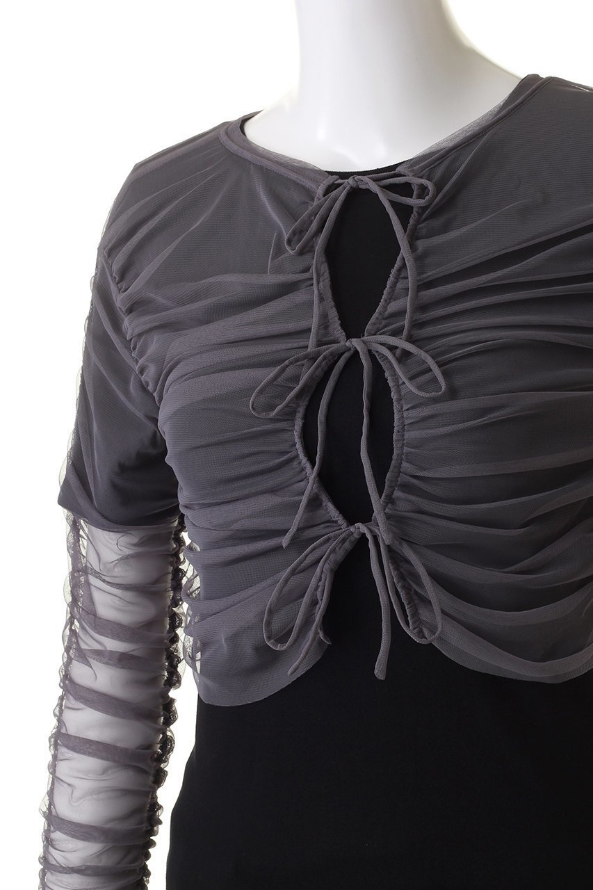 【メゾンスペシャル/MAISON SPECIAL】の【ELLE SHOP 限定】マルチウェイチュールギャザーレイヤードトップ 人気、トレンドファッション・服の通販 founy(ファニー) 　ファッション　Fashion　レディースファッション　Fashion for Women　トップス・カットソー　Cut & Sew Tops　シャツ・ブラウス・オフィスカジュアル　Elegant Blouses & Button-Ups　ロングTシャツ・Tシャツ　Longline T-Shirts & Tees　カットソー・ベーシックTシャツ　Cut-and-Sewn Tops / Stretch Tees & Basics　ギャザー　Gathered, Ruffled　ショート　Short, Short Length　スリーブ　Sleeve, Long Sleeve / Short Sleeve　チュール　Tulip, Tulip Motif　フィット　Fit, Slim Fit　別注　Limited Edition, Custom Order　other-5|ID: prp329100004608289 ipo3291000000034954497