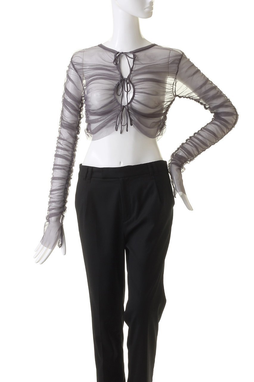 【メゾンスペシャル/MAISON SPECIAL】の【ELLE SHOP 限定】マルチウェイチュールギャザーレイヤードトップ 人気、トレンドファッション・服の通販 founy(ファニー) 　ファッション　Fashion　レディースファッション　Fashion for Women　トップス・カットソー　Cut & Sew Tops　シャツ・ブラウス・オフィスカジュアル　Elegant Blouses & Button-Ups　ロングTシャツ・Tシャツ　Longline T-Shirts & Tees　カットソー・ベーシックTシャツ　Cut-and-Sewn Tops / Stretch Tees & Basics　ギャザー　Gathered, Ruffled　ショート　Short, Short Length　スリーブ　Sleeve, Long Sleeve / Short Sleeve　チュール　Tulip, Tulip Motif　フィット　Fit, Slim Fit　別注　Limited Edition, Custom Order　other-6|ID: prp329100004608289 ipo3291000000034954498