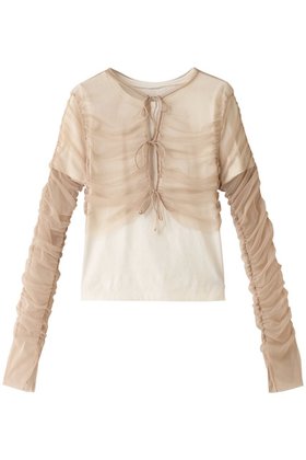 【メゾンスペシャル/MAISON SPECIAL】 【ELLE SHOP 限定】マルチウェイチュールギャザーレイヤードトップ人気、トレンドファッション・服の通販 founy(ファニー) ファッション Fashion レディースファッション Fashion for Women トップス・カットソー Cut & Sew Tops シャツ・ブラウス・オフィスカジュアル Elegant Blouses & Button-Ups ロングTシャツ・Tシャツ Longline T-Shirts & Tees カットソー・ベーシックTシャツ Cut-and-Sewn Tops / Stretch Tees & Basics ギャザー Gathered, Ruffled ショート Short, Short Length スリーブ Sleeve, Long Sleeve / Short Sleeve チュール Tulip, Tulip Motif フィット Fit, Slim Fit 別注 Limited Edition, Custom Order |ID:prp329100004608289