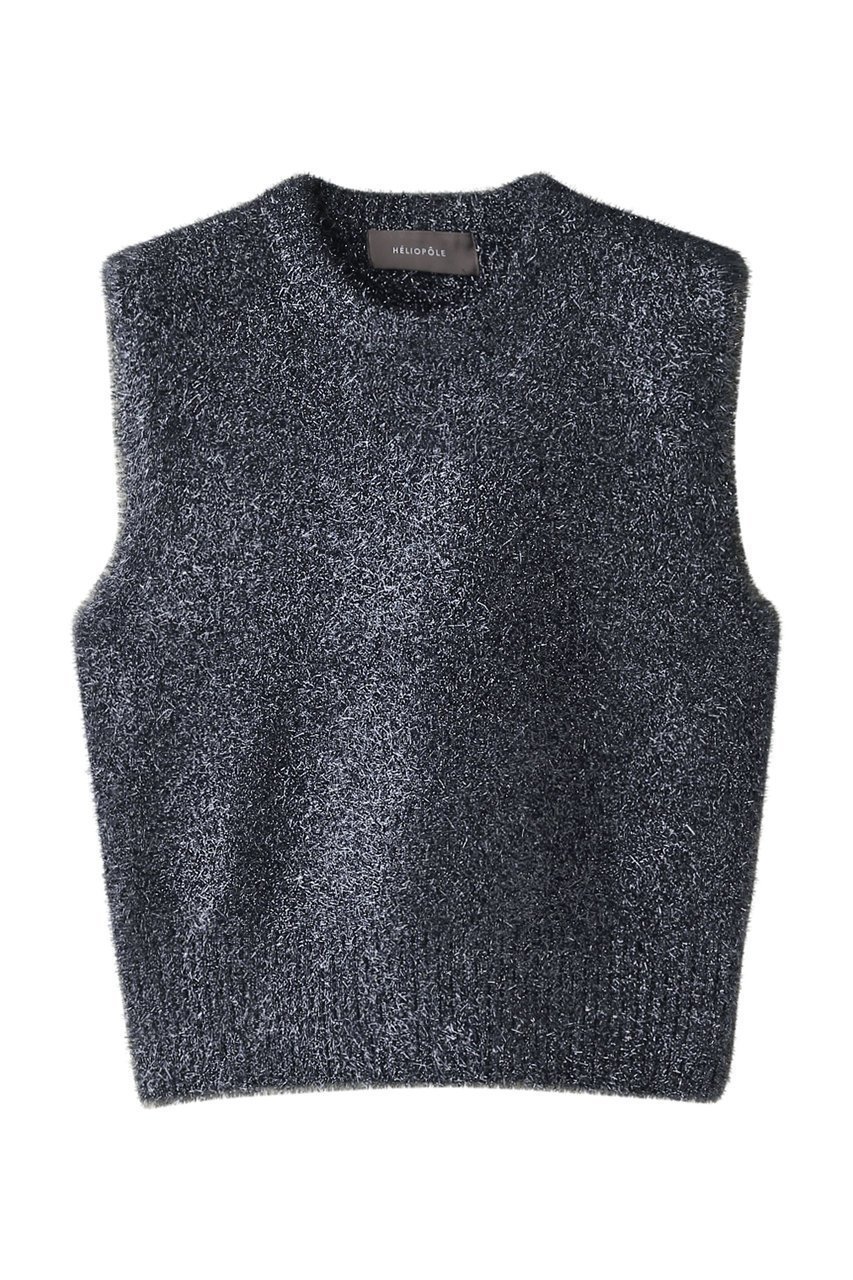 【エリオポール/heliopole】のフェザーヤーングリッターニットベスト インテリア・キッズ・メンズ・レディースファッション・服の通販 founy(ファニー) 　ファッション　Fashion　レディースファッション　Fashion for Women　トップス・カットソー　Cut & Sew Tops　ニット　Knit Tops & Sweaters　ベスト&ジレ / 重ね着スタイル　Vests & Gilets　カジュアルプルオーバー・ニットトップス　Pullovers & Knit Tops / Casual Pullovers　ハイネック　High Neck, Mock Neck　メタリック　Metallic, Shiny Finish　ネイビー|ID: prp329100004608290 ipo3291000000032931668
