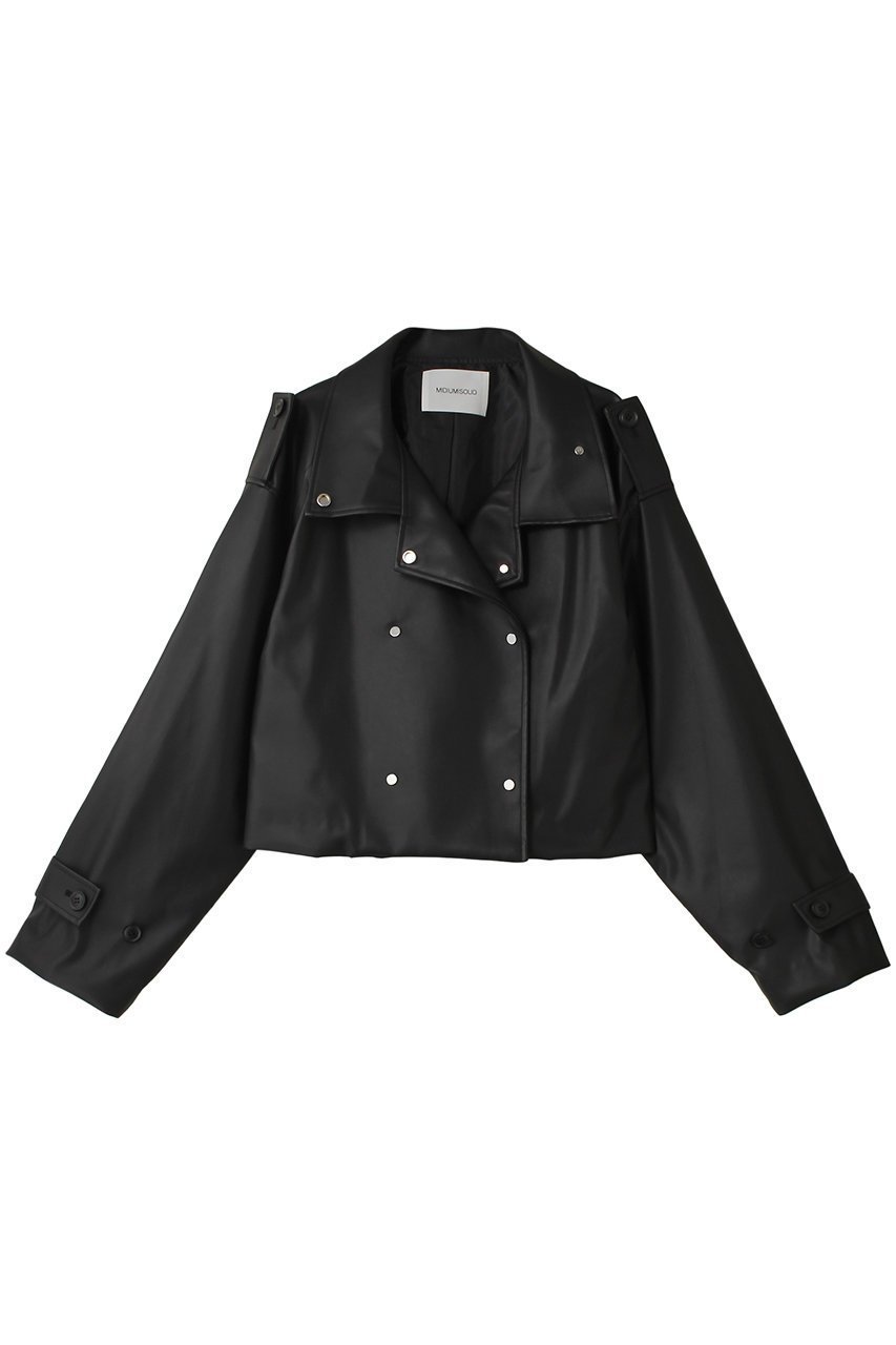 【ミディウミソリッド/MIDIUMISOLID】のsynthetic leather double trench JK.M ジャケット インテリア・キッズ・メンズ・レディースファッション・服の通販 founy(ファニー) 　ファッション　Fashion　レディースファッション　Fashion for Women　アウター　Coat / Outerwear Collection　レディースジャケット・軽アウター　Jackets　ジャケット　Jacket, Outerwear　ボトム　Bottoms, Lower Wear　black|ID: prp329100004608295 ipo3291000000032932051