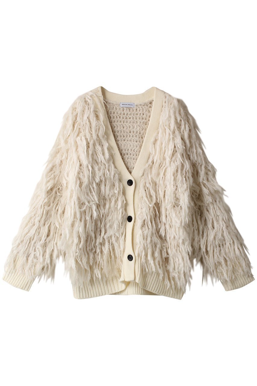 【メゾンスペシャル/MAISON SPECIAL】のシャギーフリンジハンドカーディガン インテリア・キッズ・メンズ・レディースファッション・服の通販 founy(ファニー) ファッション Fashion レディースファッション Fashion for Women トップス・カットソー Cut & Sew Tops ニット Knit Tops & Sweaters カーディガン・羽織り Layered Style Cardigans カーディガン Cardigan, Knitwear ストレート Straight, Straight Cut フェザーヤーン Feather Yarn, Fluffy Yarn フリンジ Fringe, Tassel メランジ Melange, Mixed Yarn 手編み Hand-Knitted, Handmade Knit WHT(ホワイト)|ID: prp329100004608297 ipo3291000000036022977