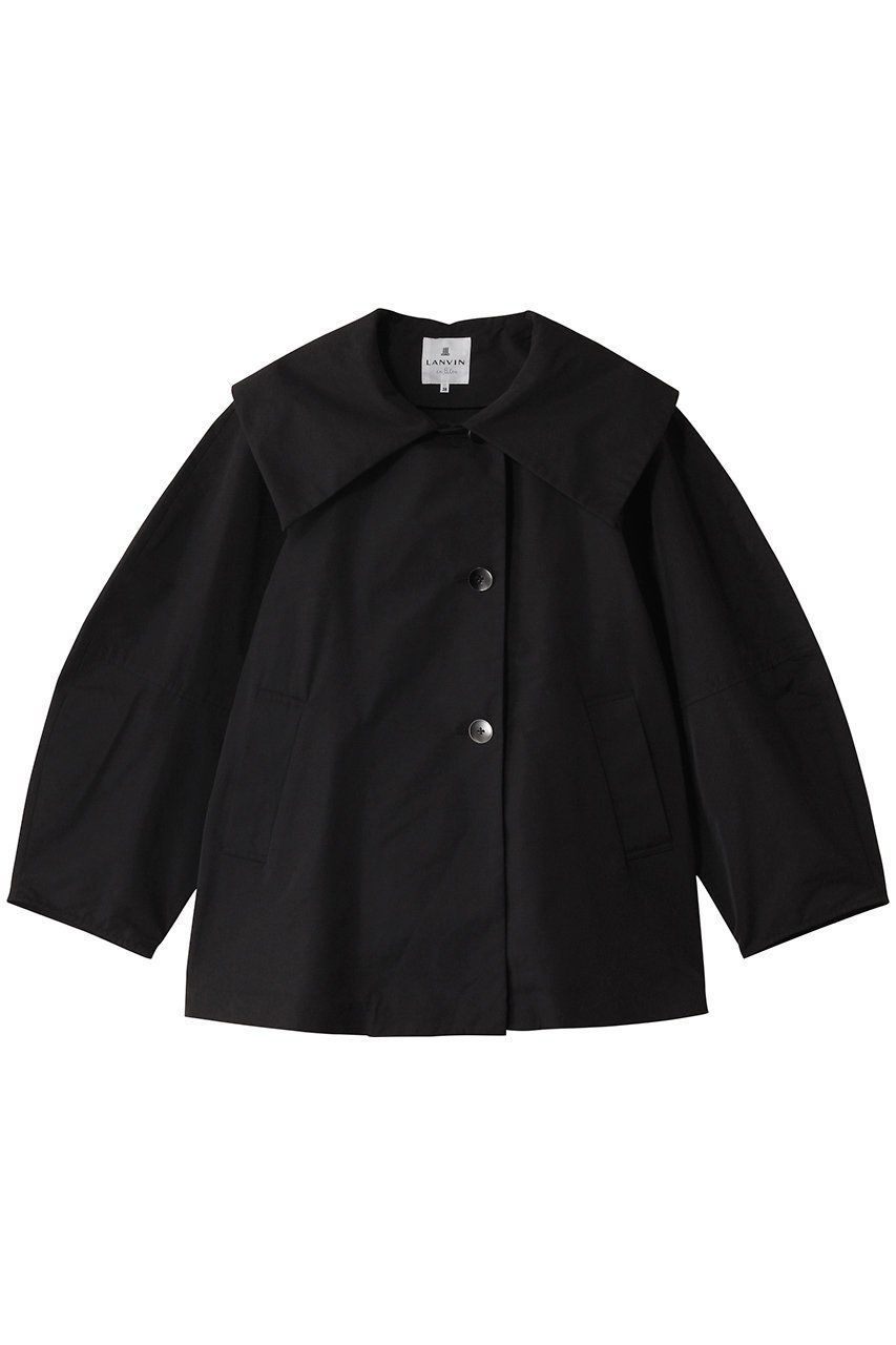 【ランバン オン ブルー/LANVIN en Bleu】のビッグカラーライトタフタミドルコート インテリア・キッズ・メンズ・レディースファッション・服の通販 founy(ファニー) 　ファッション　Fashion　レディースファッション　Fashion for Women　アウター　Coat / Outerwear Collection　コート・ロングコート・ピーコート　Long Coats, Peacoats & More　エレガント 上品　Elegant　シンプル　Simple, Minimal　タフタ　Taffeta, Structured Fabric　ビッグ　Big, Oversized　ミドル　Middle Length, Mid Height　ロング　Long, Long-Length　ブラック|ID: prp329100004608298 ipo3291000000032932116