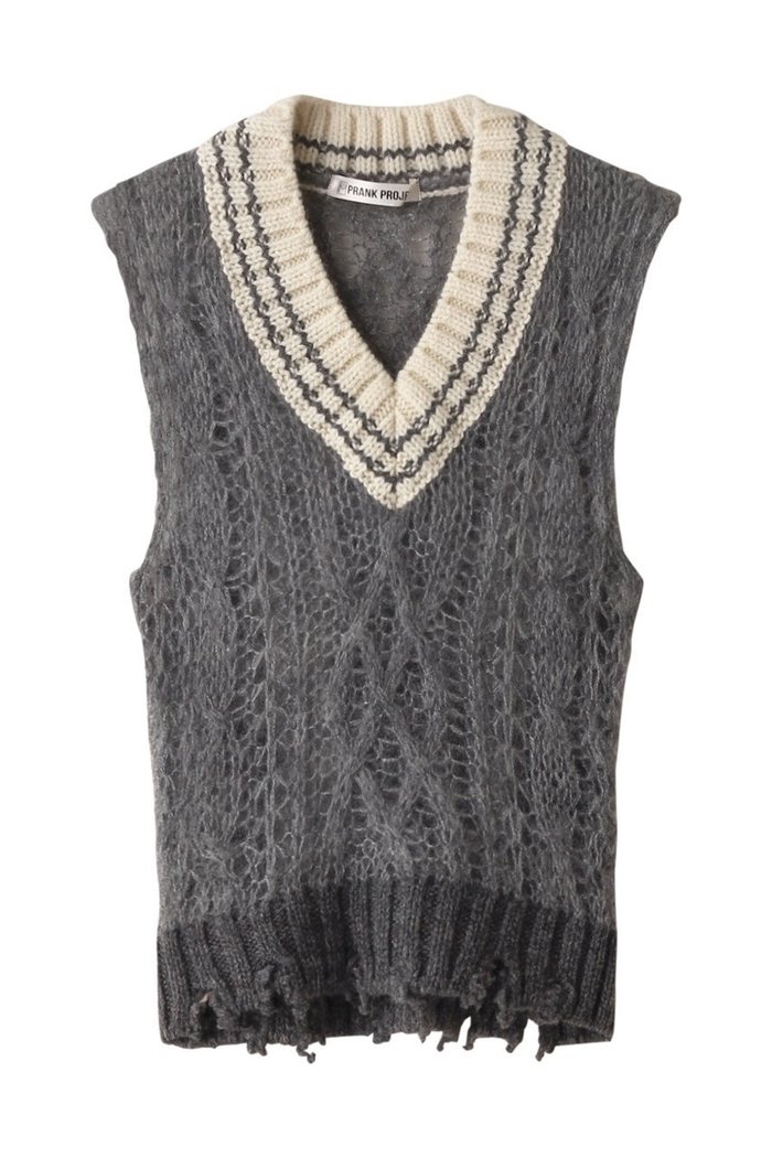 【プランク プロジェクト/PRANK PROJECT】のシアーチルデンニットベスト / Sheer Tilden Knit Vest インテリア・キッズ・メンズ・レディースファッション・服の通販 founy(ファニー) https://founy.com/ ファッション Fashion レディースファッション Fashion for Women トップス・カットソー Cut & Sew Tops ニット Knit Tops & Sweaters ベスト&ジレ / 重ね着スタイル Vests & Gilets カジュアルプルオーバー・ニットトップス Pullovers & Knit Tops / Casual Pullovers ダメージ Distressed, Destroyed |ID: prp329100004608304 ipo3291000000032932370