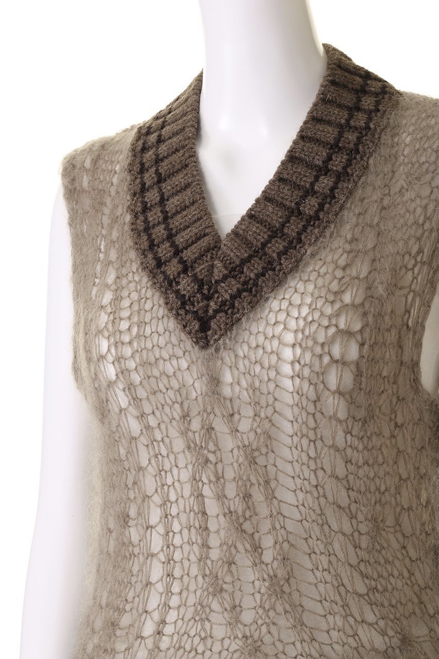 【プランク プロジェクト/PRANK PROJECT】のシアーチルデンニットベスト / Sheer Tilden Knit Vest 人気、トレンドファッション・服の通販 founy(ファニー) 　ファッション　Fashion　レディースファッション　Fashion for Women　トップス・カットソー　Cut & Sew Tops　ニット　Knit Tops & Sweaters　ベスト&ジレ / 重ね着スタイル　Vests & Gilets　カジュアルプルオーバー・ニットトップス　Pullovers & Knit Tops / Casual Pullovers　ダメージ　Distressed, Destroyed　other-5|ID: prp329100004608304 ipo3291000000032932423