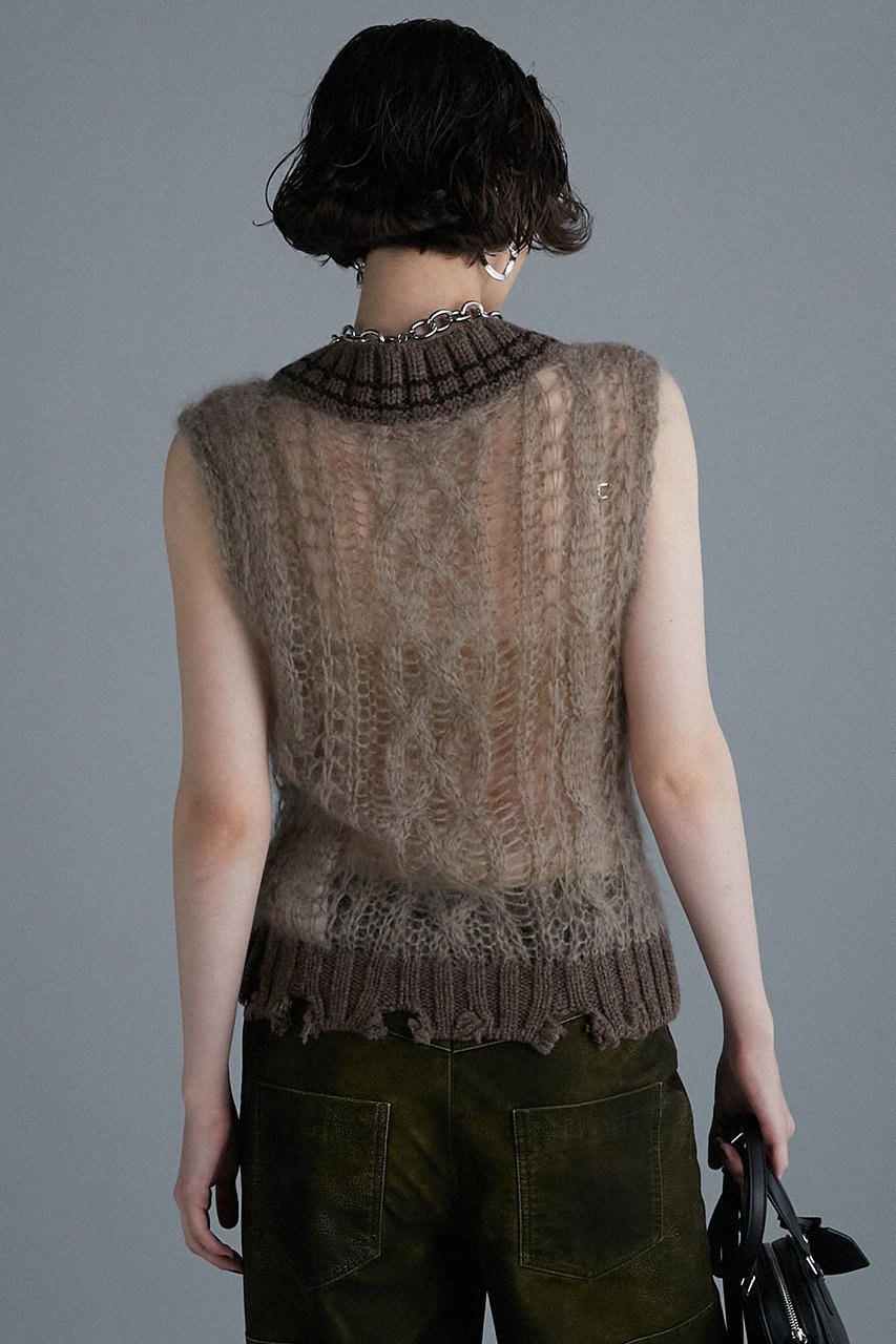 【プランク プロジェクト/PRANK PROJECT】のシアーチルデンニットベスト / Sheer Tilden Knit Vest 人気、トレンドファッション・服の通販 founy(ファニー) 　ファッション　Fashion　レディースファッション　Fashion for Women　トップス・カットソー　Cut & Sew Tops　ニット　Knit Tops & Sweaters　ベスト&ジレ / 重ね着スタイル　Vests & Gilets　カジュアルプルオーバー・ニットトップス　Pullovers & Knit Tops / Casual Pullovers　ダメージ　Distressed, Destroyed　other-8|ID: prp329100004608304 ipo3291000000032932448