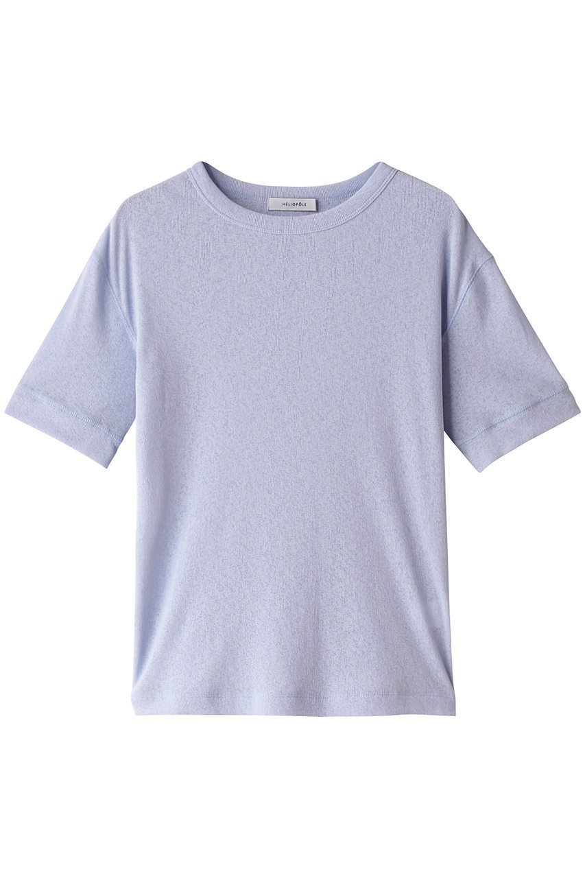 【エリオポール/heliopole】のドライタッチリブクルーネックトップ インテリア・キッズ・メンズ・レディースファッション・服の通販 founy(ファニー) 　ファッション　Fashion　レディースファッション　Fashion for Women　トップス・カットソー　Cut & Sew Tops　シャツ・ブラウス・オフィスカジュアル　Elegant Blouses & Button-Ups　ロングTシャツ・Tシャツ　Longline T-Shirts & Tees　カットソー・ベーシックTシャツ　Cut-and-Sewn Tops / Stretch Tees & Basics　コンパクト　Compact, Small Size　ショート　Short, Short Length　スリーブ　Sleeve, Long Sleeve / Short Sleeve　リゾート　Resort, Vacation Style　夏　Summer　サックス|ID: prp329100004608334 ipo3291000000032933867