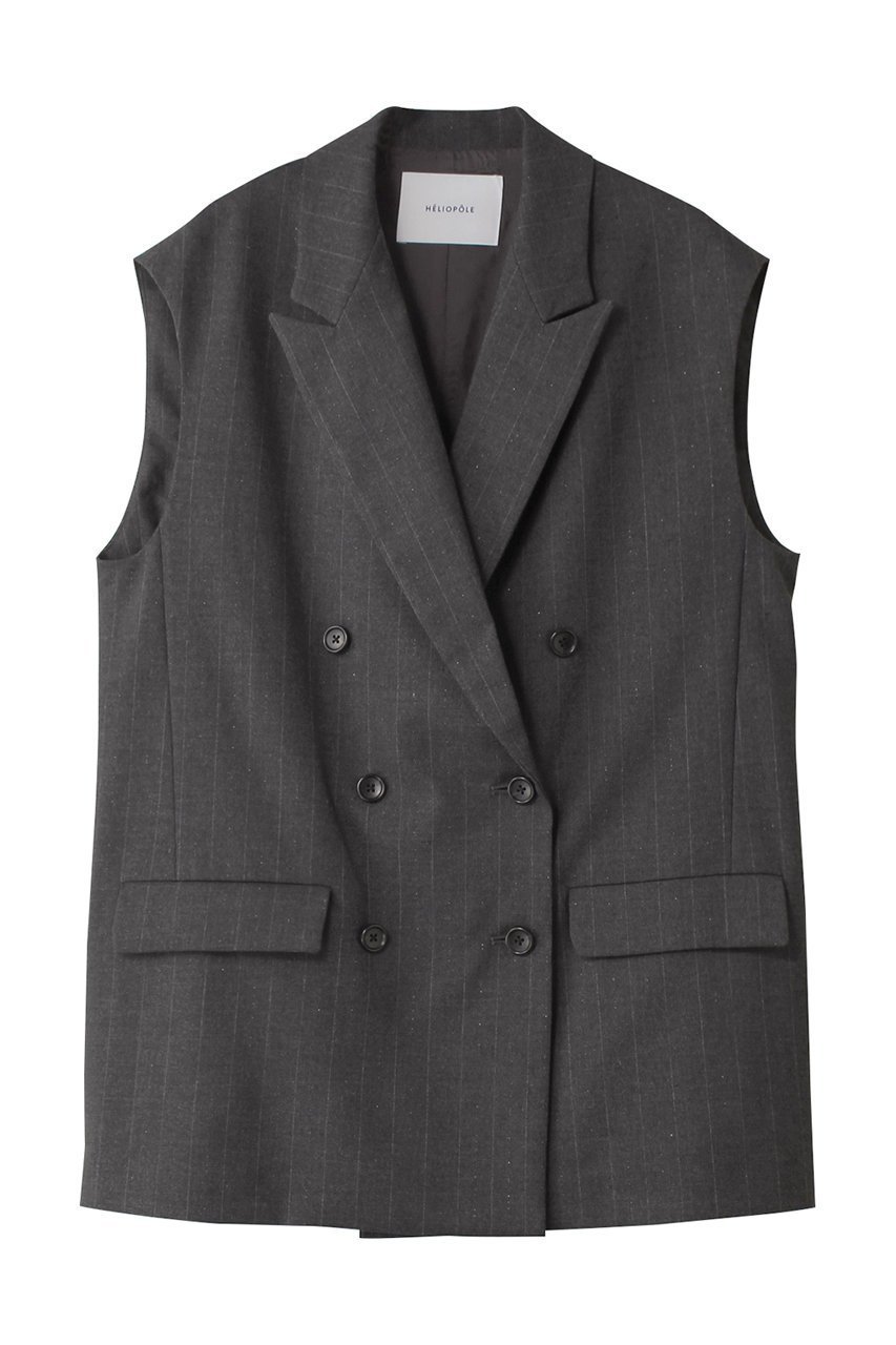 【エリオポール/heliopole】のグリッターストライプジレ インテリア・キッズ・メンズ・レディースファッション・服の通販 founy(ファニー) 　ファッション　Fashion　レディースファッション　Fashion for Women　アウター　Coat / Outerwear Collection　レディースジャケット・軽アウター　Jackets　クラシカル　Classical, Vintage-Inspired　ジャケット　Jacket, Outerwear　ストライプ　Stripe, Striped Pattern　ベスト　Vest, Waistcoat　マニッシュ　Mannish, Boyish　リュクス　Luxury, Elegant, High-End, Chic　グレー|ID: prp329100004608353 ipo3291000000032934543