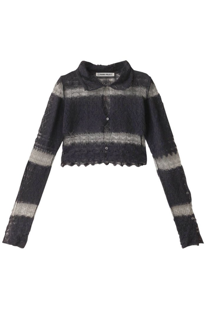 【プランク プロジェクト/PRANK PROJECT】のモヘアレースクロップドカーディガン / Mohair Lace Cropped Cardigan インテリア・キッズ・メンズ・レディースファッション・服の通販 founy(ファニー) https://founy.com/ ファッション Fashion レディースファッション Fashion for Women トップス・カットソー Cut & Sew Tops ニット Knit Tops & Sweaters カーディガン・羽織り Layered Style Cardigans カーディガン Cardigan, Knitwear クロップド Cropped, Short Length フロント Front, Front Design ボーダー Border, Stripe レース Lace, Lace Fabric |ID: prp329100004608364 ipo3291000000032935112