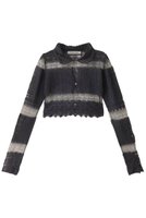 【プランク プロジェクト/PRANK PROJECT】のモヘアレースクロップドカーディガン / Mohair Lace Cropped Cardigan 人気、トレンドファッション・服の通販 founy(ファニー) ファッション Fashion レディースファッション Fashion for Women トップス・カットソー Cut & Sew Tops ニット Knit Tops & Sweaters カーディガン・羽織り Layered Style Cardigans カーディガン Cardigan, Knitwear クロップド Cropped, Short Length フロント Front, Front Design ボーダー Border, Stripe レース Lace, Lace Fabric |ID:prp329100004608364