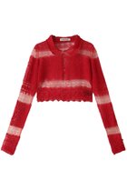 【プランク プロジェクト/PRANK PROJECT】のモヘアレースクロップドカーディガン / Mohair Lace Cropped Cardigan 人気、トレンドファッション・服の通販 founy(ファニー) ファッション Fashion レディースファッション Fashion for Women トップス・カットソー Cut & Sew Tops ニット Knit Tops & Sweaters カーディガン・羽織り Layered Style Cardigans カーディガン Cardigan, Knitwear クロップド Cropped, Short Length フロント Front, Front Design ボーダー Border, Stripe レース Lace, Lace Fabric thumbnail RED(レッド)|ID: prp329100004608364 ipo3291000000034422900