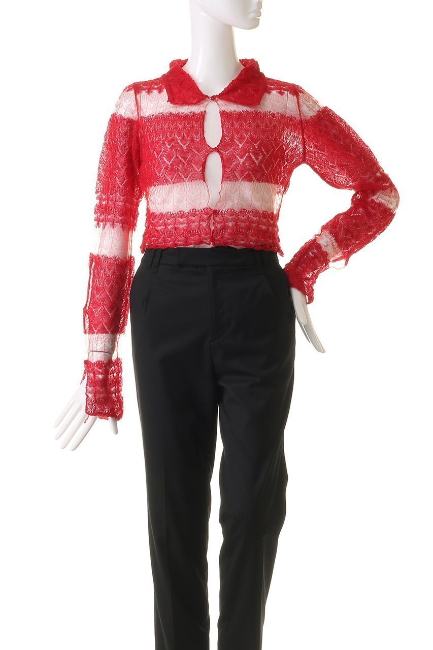 【プランク プロジェクト/PRANK PROJECT】のモヘアレースクロップドカーディガン / Mohair Lace Cropped Cardigan 人気、トレンドファッション・服の通販 founy(ファニー) 　ファッション　Fashion　レディースファッション　Fashion for Women　トップス・カットソー　Cut & Sew Tops　ニット　Knit Tops & Sweaters　カーディガン・羽織り　Layered Style Cardigans　カーディガン　Cardigan, Knitwear　クロップド　Cropped, Short Length　フロント　Front, Front Design　ボーダー　Border, Stripe　レース　Lace, Lace Fabric　other-2|ID: prp329100004608364 ipo3291000000034422901
