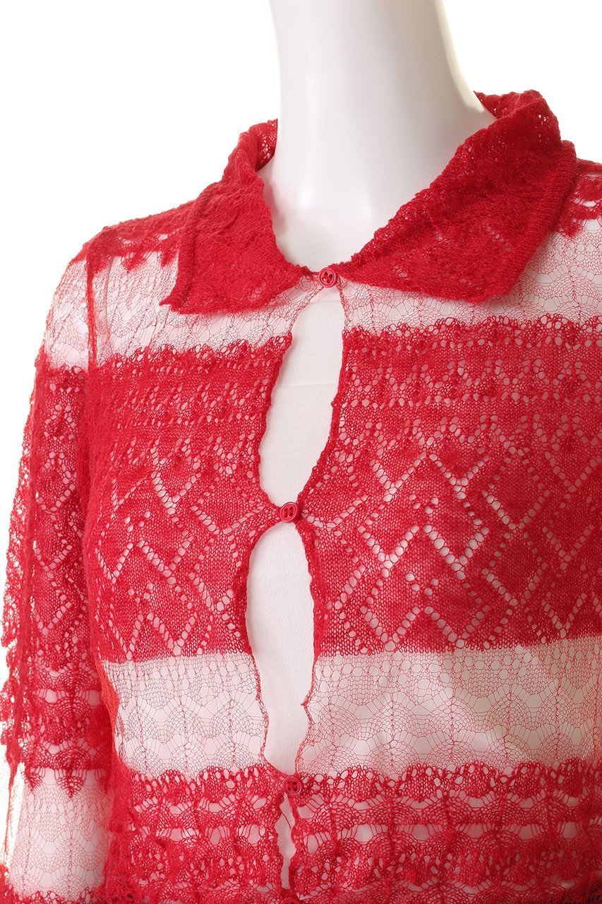 【プランク プロジェクト/PRANK PROJECT】のモヘアレースクロップドカーディガン / Mohair Lace Cropped Cardigan 人気、トレンドファッション・服の通販 founy(ファニー) 　ファッション　Fashion　レディースファッション　Fashion for Women　トップス・カットソー　Cut & Sew Tops　ニット　Knit Tops & Sweaters　カーディガン・羽織り　Layered Style Cardigans　カーディガン　Cardigan, Knitwear　クロップド　Cropped, Short Length　フロント　Front, Front Design　ボーダー　Border, Stripe　レース　Lace, Lace Fabric　other-5|ID: prp329100004608364 ipo3291000000034422904