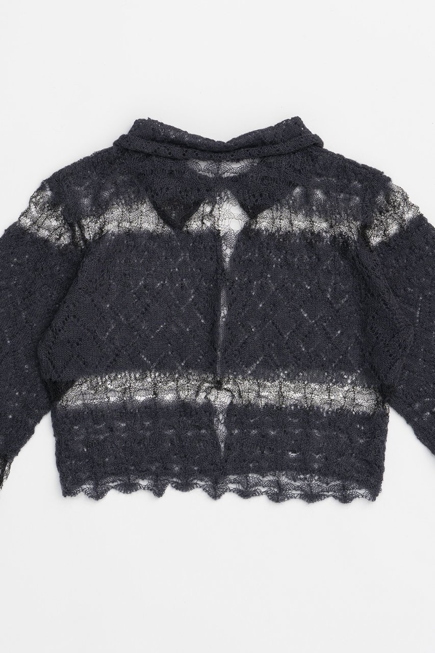 【プランク プロジェクト/PRANK PROJECT】のモヘアレースクロップドカーディガン / Mohair Lace Cropped Cardigan 人気、トレンドファッション・服の通販 founy(ファニー) 　ファッション　Fashion　レディースファッション　Fashion for Women　トップス・カットソー　Cut & Sew Tops　ニット　Knit Tops & Sweaters　カーディガン・羽織り　Layered Style Cardigans　カーディガン　Cardigan, Knitwear　クロップド　Cropped, Short Length　フロント　Front, Front Design　ボーダー　Border, Stripe　レース　Lace, Lace Fabric　other-6|ID: prp329100004608364 ipo3291000000034422905