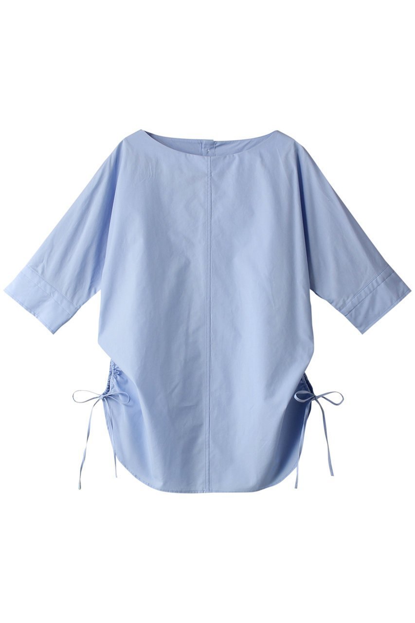 【マルティニーク/martinique】のサイドギャザーブラウス インテリア・キッズ・メンズ・レディースファッション・服の通販 founy(ファニー) 　ファッション　Fashion　レディースファッション　Fashion for Women　トップス・カットソー　Cut & Sew Tops　シャツ・ブラウス・オフィスカジュアル　Elegant Blouses & Button-Ups　ギャザー　Gathered, Ruffled　ショート　Short, Short Length　シンプル　Simple, Minimal　スリーブ　Sleeve, Long Sleeve / Short Sleeve　タイプライター　Typewriter Fabric, Crisp Cotton　ブロード　Broadcloth, Fine Cotton　夏　Summer　春　Spring　S/S・春夏　SS, Spring/Summer, Warm Season　サックス|ID: prp329100004608367 ipo3291000000032935223