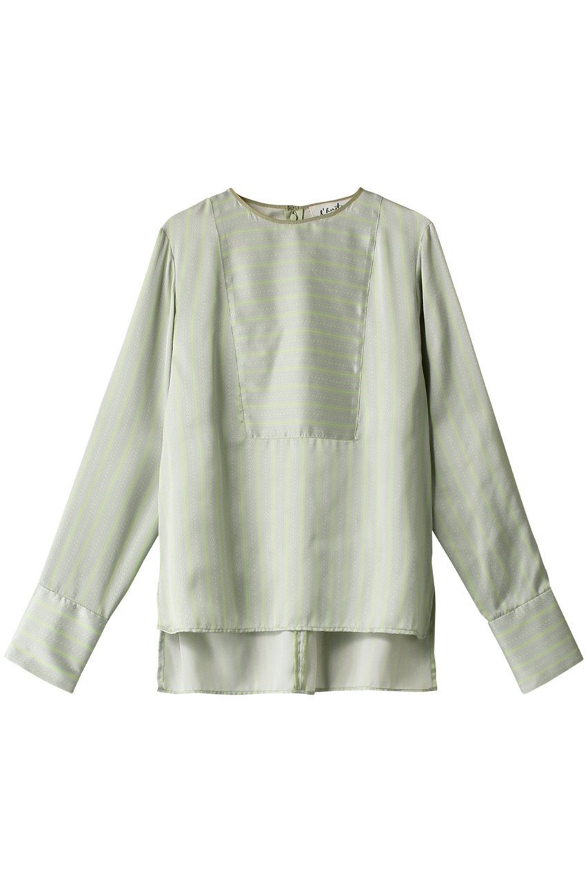 【マルティニーク/martinique】の【l heritage martinique】ストライプレースプリントブラウス 人気、トレンドファッション・服の通販 founy(ファニー) 　ファッション　Fashion　レディースファッション　Fashion for Women　トップス・カットソー　Cut & Sew Tops　シャツ・ブラウス・オフィスカジュアル　Elegant Blouses & Button-Ups　ストライプ　Stripe, Striped Pattern　スリーブ　Sleeve, Long Sleeve / Short Sleeve　センター　Center, Center Line　トレンド　Trend, Trending Now　フレア　Flare, Flared　フロント　Front, Front Design　ボトム　Bottoms, Lower Wear　ロング　Long, Long-Length　エレガント 上品　Elegant　 other-1|ID: prp329100004608369 ipo3291000000032935352