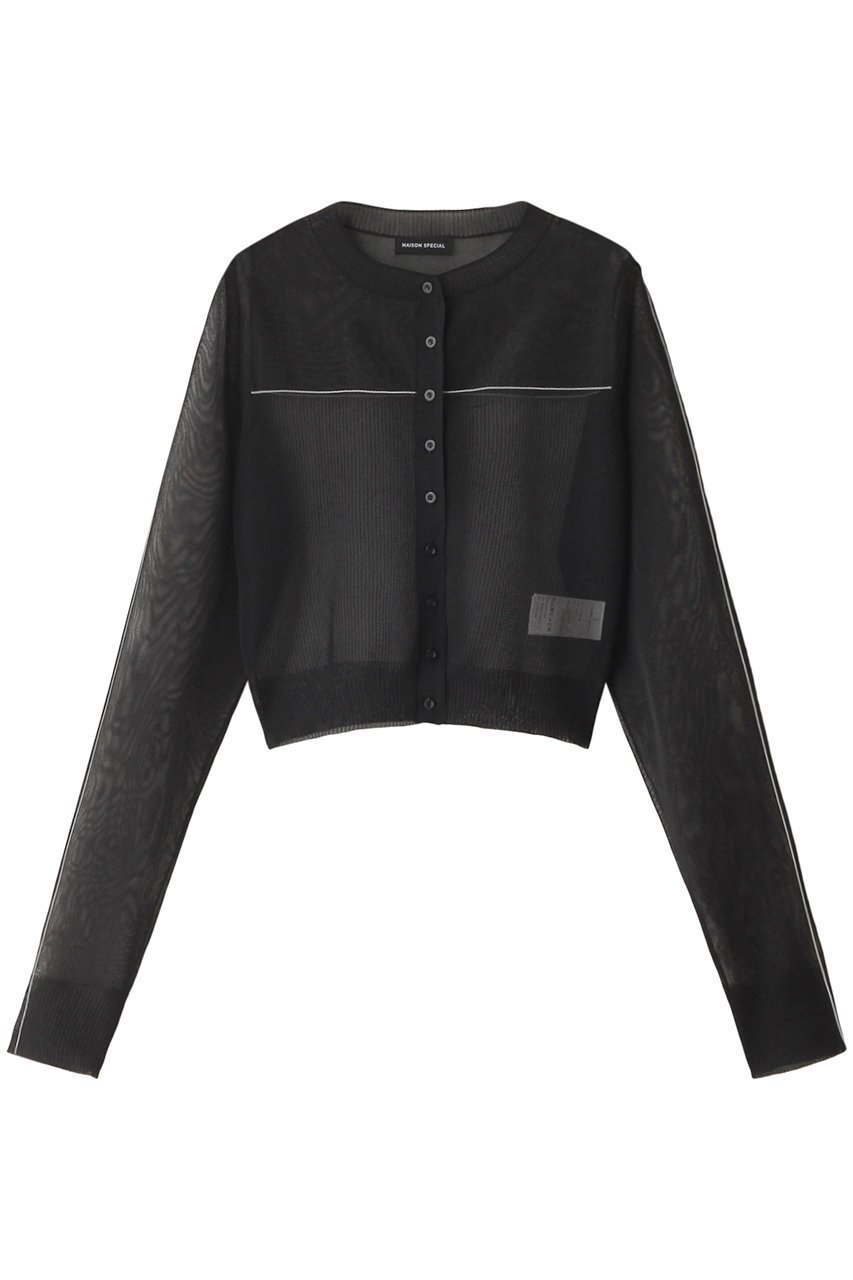【メゾンスペシャル/MAISON SPECIAL】のColor Line Sheer Knit Cardigan/カラーラインシアーカーディガン 人気、トレンドファッション・服の通販 founy(ファニー) 　ファッション　Fashion　レディースファッション　Fashion for Women　トップス・カットソー　Cut & Sew Tops　ニット　Knit Tops & Sweaters　カーディガン・羽織り　Layered Style Cardigans　カーディガン　Cardigan, Knitwear　コンパクト　Compact, Small Size　シアー　Sheer, See-Through　シンプル　Simple, Minimal　メッシュ　Mesh, Net Fabric　鹿の子　Piqué, Kanoko Fabric　 other-1|ID: prp329100004608377 ipo3291000000032935609
