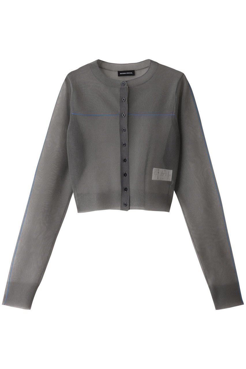 【メゾンスペシャル/MAISON SPECIAL】のColor Line Sheer Knit Cardigan/カラーラインシアーカーディガン インテリア・キッズ・メンズ・レディースファッション・服の通販 founy(ファニー) 　ファッション　Fashion　レディースファッション　Fashion for Women　トップス・カットソー　Cut & Sew Tops　ニット　Knit Tops & Sweaters　カーディガン・羽織り　Layered Style Cardigans　カーディガン　Cardigan, Knitwear　コンパクト　Compact, Small Size　シアー　Sheer, See-Through　シンプル　Simple, Minimal　メッシュ　Mesh, Net Fabric　鹿の子　Piqué, Kanoko Fabric　SLV(シルバー)|ID: prp329100004608377 ipo3291000000032935631