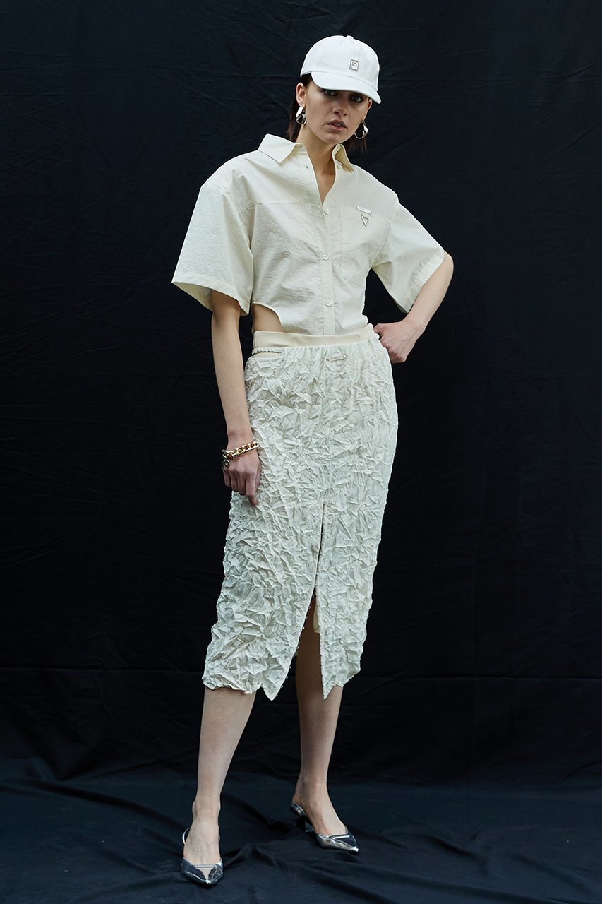 【プランク プロジェクト/PRANK PROJECT】のPジャガードワッシャープリーツスカート / P Jacquard Washed Pleats Skirt インテリア・キッズ・メンズ・レディースファッション・服の通販 founy(ファニー) 　ファッション　Fashion　レディースファッション　Fashion for Women　スカート　Skirts　プリーツスカート / 上品フェミニンスタイル　Pleated Skirts　ロングスカート　Long Skirts / Maxi & Midi Skirts　サテン　Satin, Glossy Fabric　スリット　Slit, Slit Detail　プリント　Print, Printed Pattern　プリーツ　Pleats, Pleated　ロング　Long, Long-Length　ワッシャー　Washer, Crinkled Finish　エレガント 上品　Elegant　WHT(ホワイト)|ID: prp329100004608382 ipo3291000000032935854