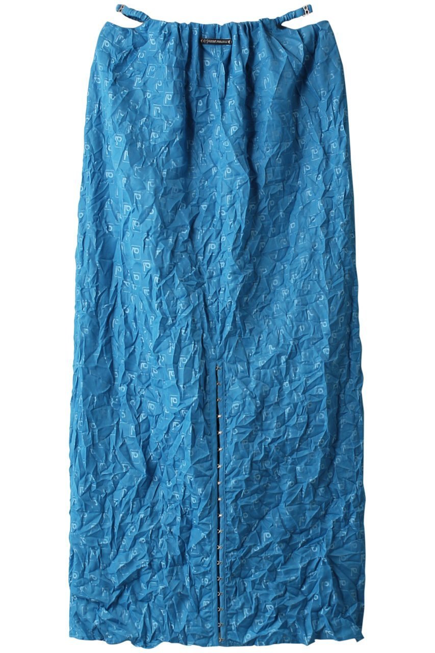【プランク プロジェクト/PRANK PROJECT】のPジャガードワッシャープリーツスカート / P Jacquard Washed Pleats Skirt インテリア・キッズ・メンズ・レディースファッション・服の通販 founy(ファニー) 　ファッション　Fashion　レディースファッション　Fashion for Women　スカート　Skirts　プリーツスカート / 上品フェミニンスタイル　Pleated Skirts　ロングスカート　Long Skirts / Maxi & Midi Skirts　サテン　Satin, Glossy Fabric　スリット　Slit, Slit Detail　プリント　Print, Printed Pattern　プリーツ　Pleats, Pleated　ロング　Long, Long-Length　ワッシャー　Washer, Crinkled Finish　エレガント 上品　Elegant　BLU(ブルー)|ID: prp329100004608382 ipo3291000000032935861