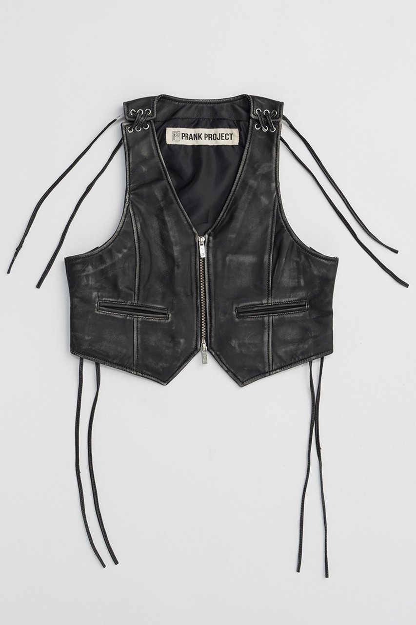【プランク プロジェクト/PRANK PROJECT】のレザーバイカーベスト / Leather Biker Vest インテリア・キッズ・メンズ・レディースファッション・服の通販 founy(ファニー) 　ファッション　Fashion　レディースファッション　Fashion for Women　アウター　Coat / Outerwear Collection　レディースジャケット・軽アウター　Jackets　コンパクト　Compact, Small Size　ジャケット　Jacket, Outerwear　スウェット / スエット　Sweatshirt, Sweatwear　ベスト　Vest, Waistcoat　ポケット　Pocket, Pocket Detail　D.BLK(ブラック)|ID: prp329100004608389 ipo3291000000032936183
