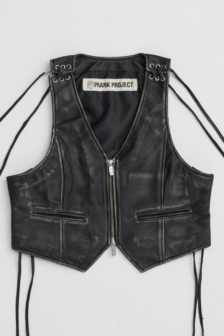 【プランク プロジェクト/PRANK PROJECT】のレザーバイカーベスト / Leather Biker Vest 人気、トレンドファッション・服の通販 founy(ファニー) 　ファッション　Fashion　レディースファッション　Fashion for Women　アウター　Coat / Outerwear Collection　レディースジャケット・軽アウター　Jackets　コンパクト　Compact, Small Size　ジャケット　Jacket, Outerwear　スウェット / スエット　Sweatshirt, Sweatwear　ベスト　Vest, Waistcoat　ポケット　Pocket, Pocket Detail　other-2|ID: prp329100004608389 ipo3291000000032936192
