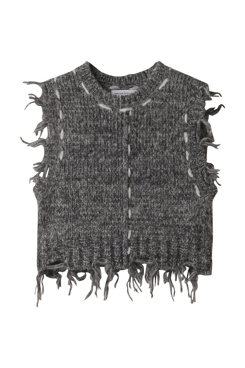 【メゾンスペシャル/MAISON SPECIAL】のDistressed Effect Fringe Knit Vest/ダメージフリンジベスト 人気、トレンドファッション・服の通販 founy(ファニー) 　ファッション　Fashion　レディースファッション　Fashion for Women　トップス・カットソー　Cut & Sew Tops　ニット　Knit Tops & Sweaters　ベスト&ジレ / 重ね着スタイル　Vests & Gilets　カジュアルプルオーバー・ニットトップス　Pullovers & Knit Tops / Casual Pullovers　コンパクト　Compact, Small Size　ダメージ　Distressed, Destroyed　ハンド　Hand, Handmade　ベスト　Vest, Waistcoat　ミックス　Mix, Mixed Style　ループ　Loop, Loop Knit　おすすめ　Recommended / Our Picks　 other-1|ID: prp329100004608401 ipo3291000000032936764