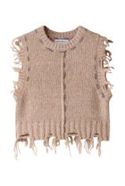 【メゾンスペシャル/MAISON SPECIAL】のDistressed Effect Fringe Knit Vest/ダメージフリンジベスト P.BGE(ピンクベージュ)|ID: prp329100004608401 ipo3291000000032936779