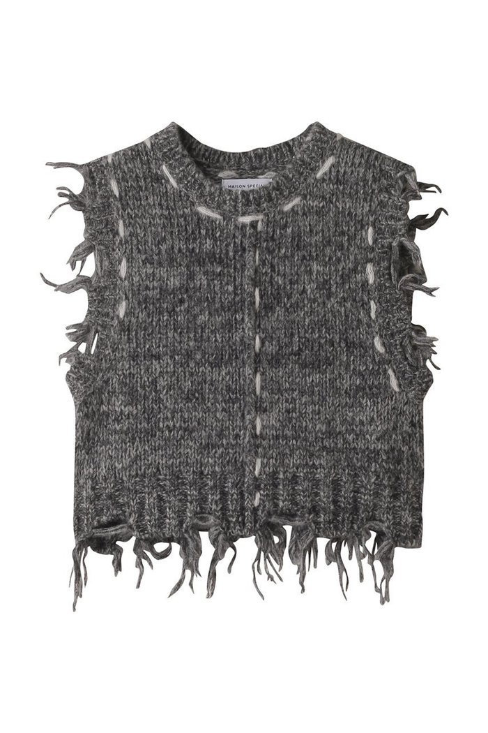 【メゾンスペシャル/MAISON SPECIAL】のDistressed Effect Fringe Knit Vest/ダメージフリンジベスト インテリア・キッズ・メンズ・レディースファッション・服の通販 founy(ファニー) https://founy.com/ ファッション Fashion レディースファッション Fashion for Women トップス・カットソー Cut & Sew Tops ニット Knit Tops & Sweaters ベスト&ジレ / 重ね着スタイル Vests & Gilets カジュアルプルオーバー・ニットトップス Pullovers & Knit Tops / Casual Pullovers コンパクト Compact, Small Size ダメージ Distressed, Destroyed ハンド Hand, Handmade ベスト Vest, Waistcoat ミックス Mix, Mixed Style ループ Loop, Loop Knit おすすめ Recommended / Our Picks |ID: prp329100004608401 ipo3291000000035067628