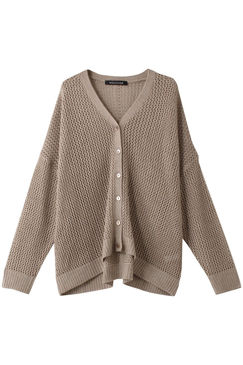 【ミズイロ インド/mizuiro ind】のmesh V neck C/D カーディガン インテリア・キッズ・メンズ・レディースファッション・服の通販 founy(ファニー) 　ファッション　Fashion　レディースファッション　Fashion for Women　トップス・カットソー　Cut & Sew Tops　ニット　Knit Tops & Sweaters　カーディガン・羽織り　Layered Style Cardigans　なめらか　Smooth, Silky Texture　カーディガン　Cardigan, Knitwear　シアー　Sheer, See-Through　メッシュ　Mesh, Net Fabric　秋　Autumn　beige|ID: prp329100004608404 ipo3291000000032936968