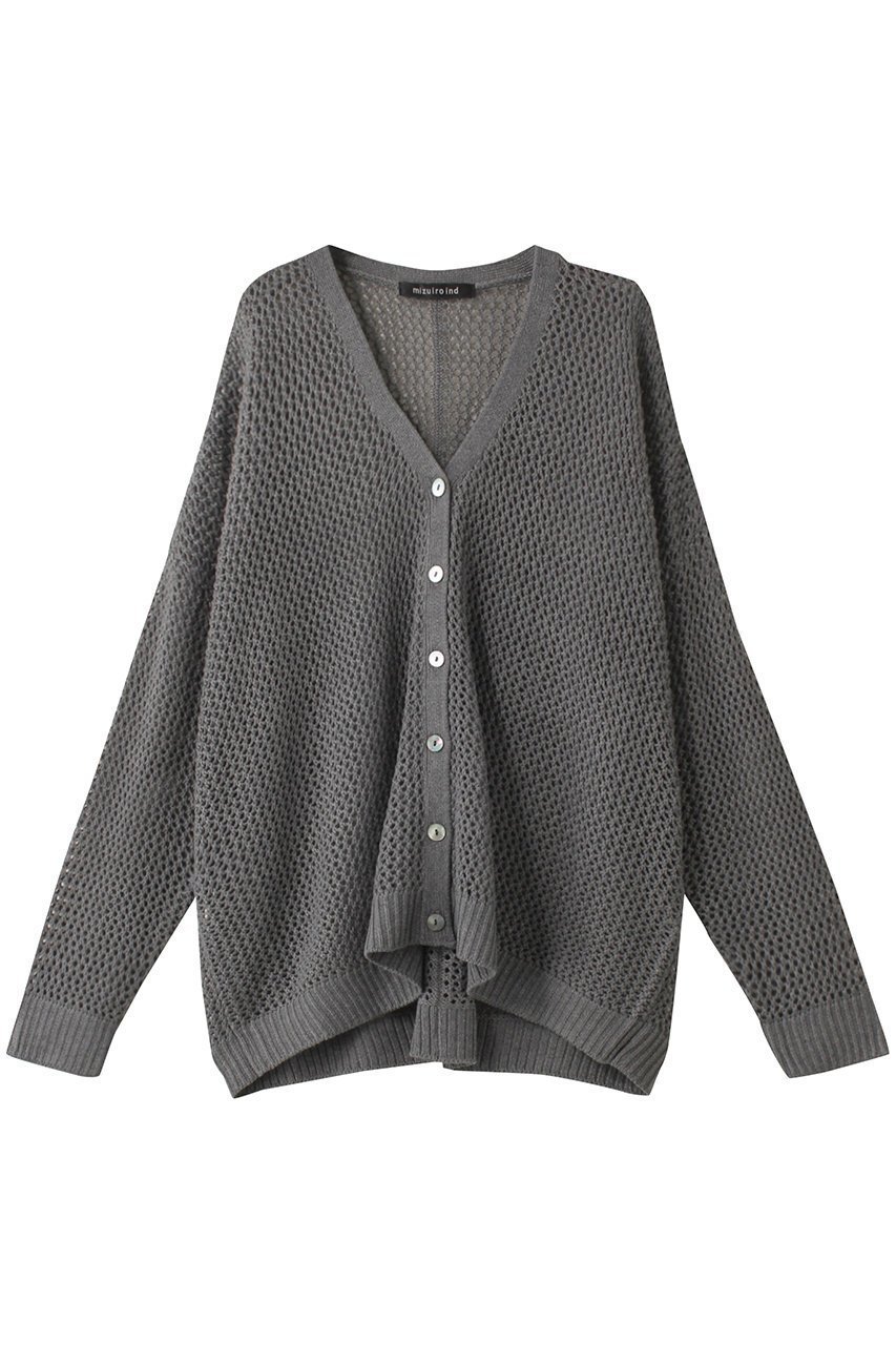 【ミズイロ インド/mizuiro ind】のmesh V neck C/D カーディガン インテリア・キッズ・メンズ・レディースファッション・服の通販 founy(ファニー) 　ファッション　Fashion　レディースファッション　Fashion for Women　トップス・カットソー　Cut & Sew Tops　ニット　Knit Tops & Sweaters　カーディガン・羽織り　Layered Style Cardigans　なめらか　Smooth, Silky Texture　カーディガン　Cardigan, Knitwear　シアー　Sheer, See-Through　メッシュ　Mesh, Net Fabric　秋　Autumn　gray|ID: prp329100004608404 ipo3291000000032936985