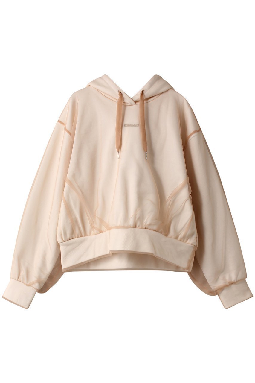 【プランク プロジェクト/PRANK PROJECT】のチュールレイヤードフーディ / Tulle Layered Hoodie インテリア・キッズ・メンズ・レディースファッション・服の通販 founy(ファニー) 　ファッション　Fashion　レディースファッション　Fashion for Women　トップス・カットソー　Cut & Sew Tops　シャツ・ブラウス・オフィスカジュアル　Elegant Blouses & Button-Ups　レディースパーカー・カジュアルフーディー　Casual Hoodies & Sweatshirts　ロングTシャツ・Tシャツ　Longline T-Shirts & Tees　スウェット・クルーネックトップス　Sweatshirts & Crewnecks / Relaxed Fit Sweat Tops　カットソー・ベーシックTシャツ　Cut-and-Sewn Tops / Stretch Tees & Basics　コンパクト　Compact, Small Size　チュール　Tulip, Tulip Motif　ベーシック　Basic, Essential　春　Spring　BGE(ベージュ)|ID: prp329100004608418 ipo3291000000032938041