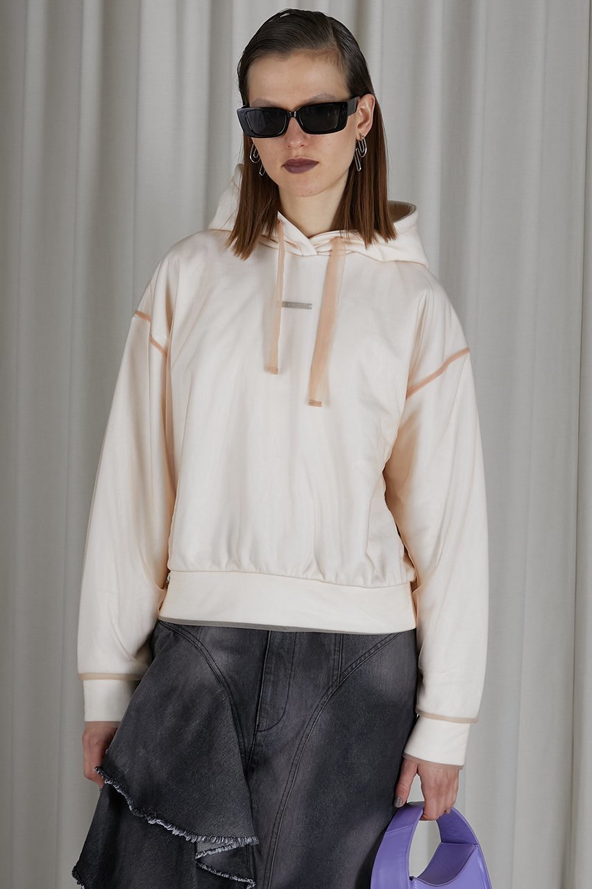 【プランク プロジェクト/PRANK PROJECT】のチュールレイヤードフーディ / Tulle Layered Hoodie 人気、トレンドファッション・服の通販 founy(ファニー) 　ファッション　Fashion　レディースファッション　Fashion for Women　トップス・カットソー　Cut & Sew Tops　シャツ・ブラウス・オフィスカジュアル　Elegant Blouses & Button-Ups　レディースパーカー・カジュアルフーディー　Casual Hoodies & Sweatshirts　ロングTシャツ・Tシャツ　Longline T-Shirts & Tees　スウェット・クルーネックトップス　Sweatshirts & Crewnecks / Relaxed Fit Sweat Tops　カットソー・ベーシックTシャツ　Cut-and-Sewn Tops / Stretch Tees & Basics　コンパクト　Compact, Small Size　チュール　Tulip, Tulip Motif　ベーシック　Basic, Essential　春　Spring　other-6|ID: prp329100004608418 ipo3291000000032938079