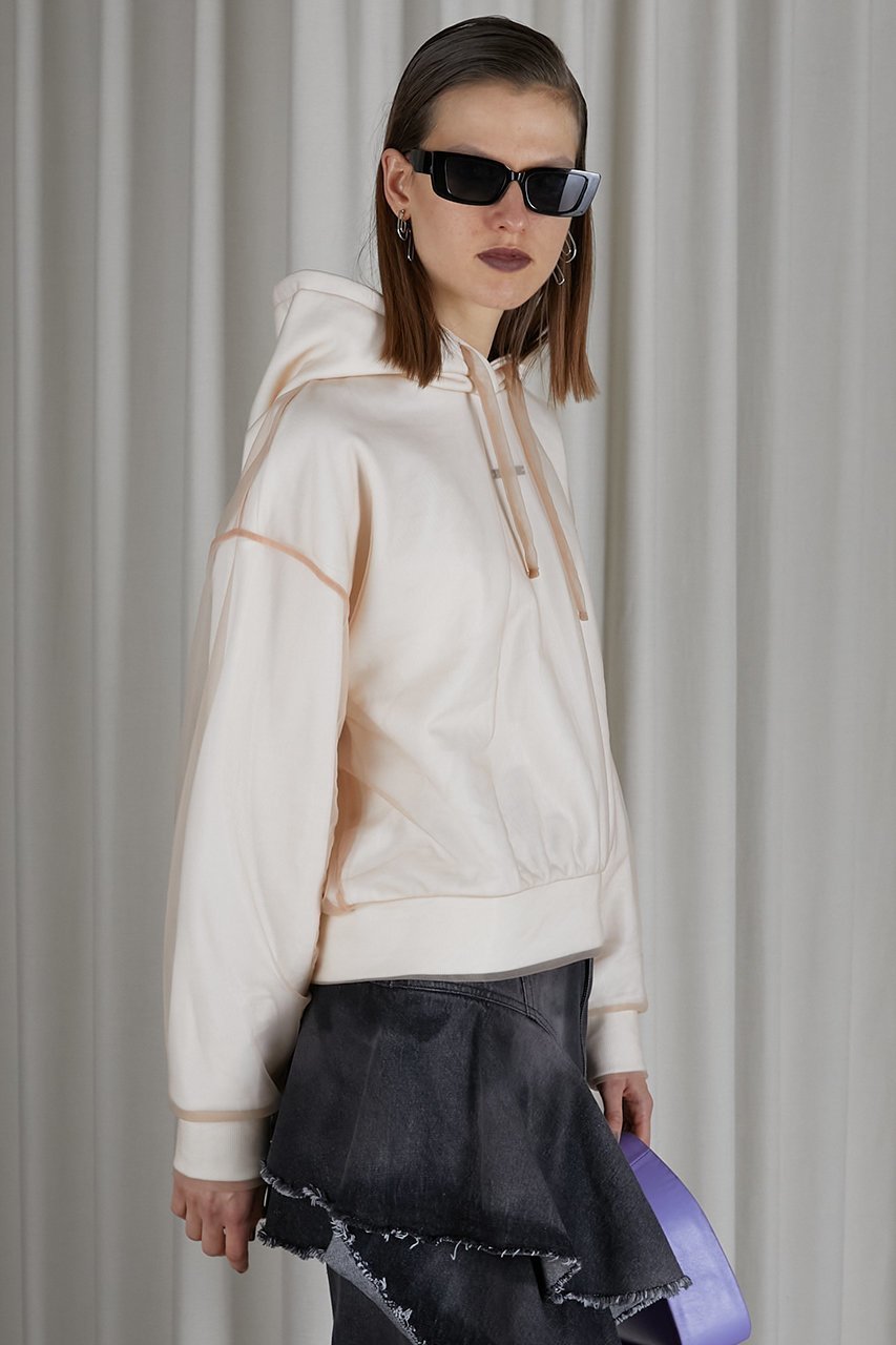 【プランク プロジェクト/PRANK PROJECT】のチュールレイヤードフーディ / Tulle Layered Hoodie 人気、トレンドファッション・服の通販 founy(ファニー) 　ファッション　Fashion　レディースファッション　Fashion for Women　トップス・カットソー　Cut & Sew Tops　シャツ・ブラウス・オフィスカジュアル　Elegant Blouses & Button-Ups　レディースパーカー・カジュアルフーディー　Casual Hoodies & Sweatshirts　ロングTシャツ・Tシャツ　Longline T-Shirts & Tees　スウェット・クルーネックトップス　Sweatshirts & Crewnecks / Relaxed Fit Sweat Tops　カットソー・ベーシックTシャツ　Cut-and-Sewn Tops / Stretch Tees & Basics　コンパクト　Compact, Small Size　チュール　Tulip, Tulip Motif　ベーシック　Basic, Essential　春　Spring　other-7|ID: prp329100004608418 ipo3291000000032938087