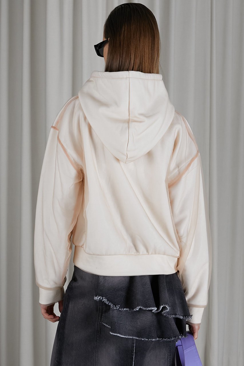 【プランク プロジェクト/PRANK PROJECT】のチュールレイヤードフーディ / Tulle Layered Hoodie 人気、トレンドファッション・服の通販 founy(ファニー) 　ファッション　Fashion　レディースファッション　Fashion for Women　トップス・カットソー　Cut & Sew Tops　シャツ・ブラウス・オフィスカジュアル　Elegant Blouses & Button-Ups　レディースパーカー・カジュアルフーディー　Casual Hoodies & Sweatshirts　ロングTシャツ・Tシャツ　Longline T-Shirts & Tees　スウェット・クルーネックトップス　Sweatshirts & Crewnecks / Relaxed Fit Sweat Tops　カットソー・ベーシックTシャツ　Cut-and-Sewn Tops / Stretch Tees & Basics　コンパクト　Compact, Small Size　チュール　Tulip, Tulip Motif　ベーシック　Basic, Essential　春　Spring　other-8|ID: prp329100004608418 ipo3291000000032938093